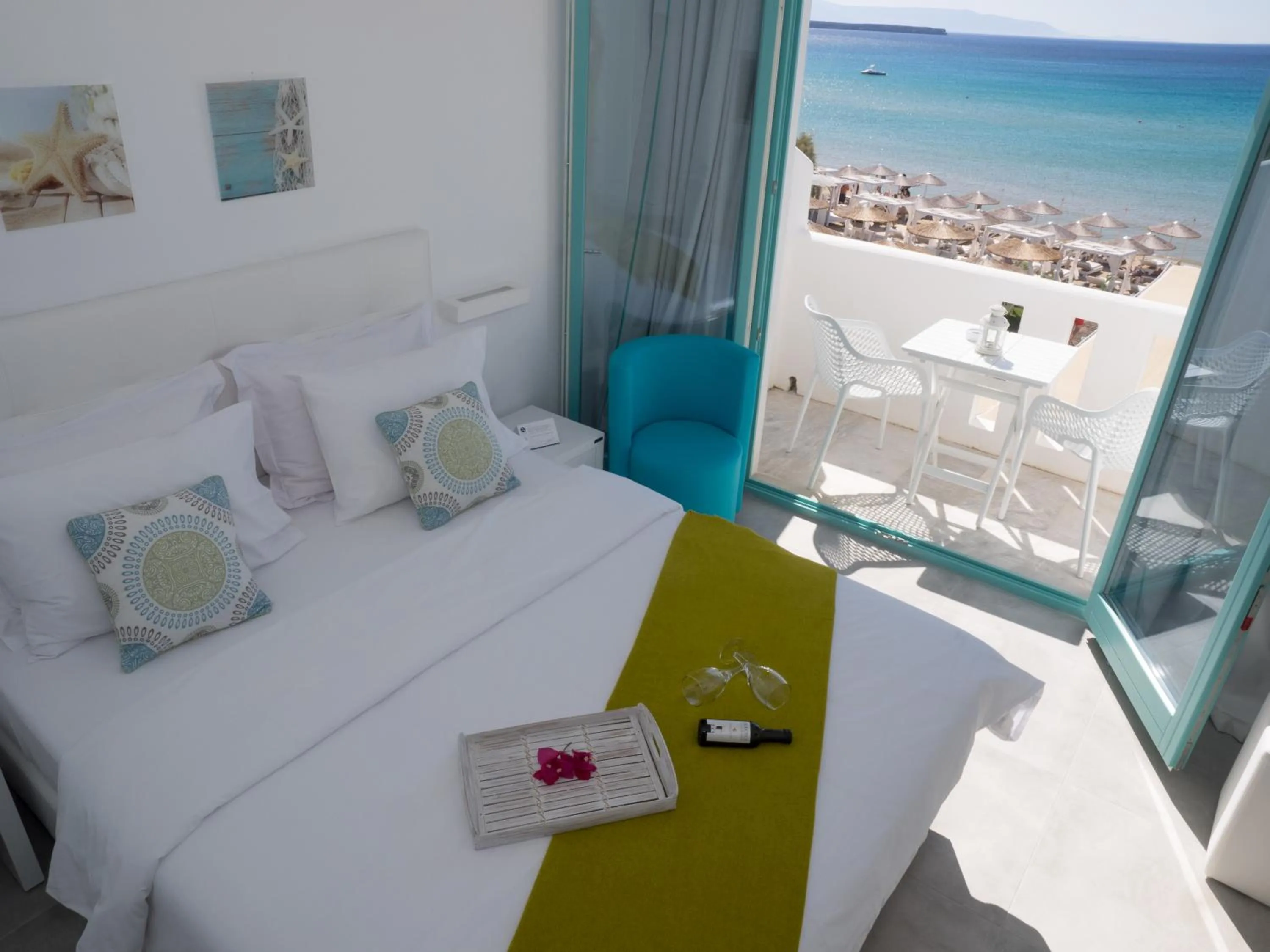 Balcony/Terrace, Bed in Amaryllis Beach Hotel