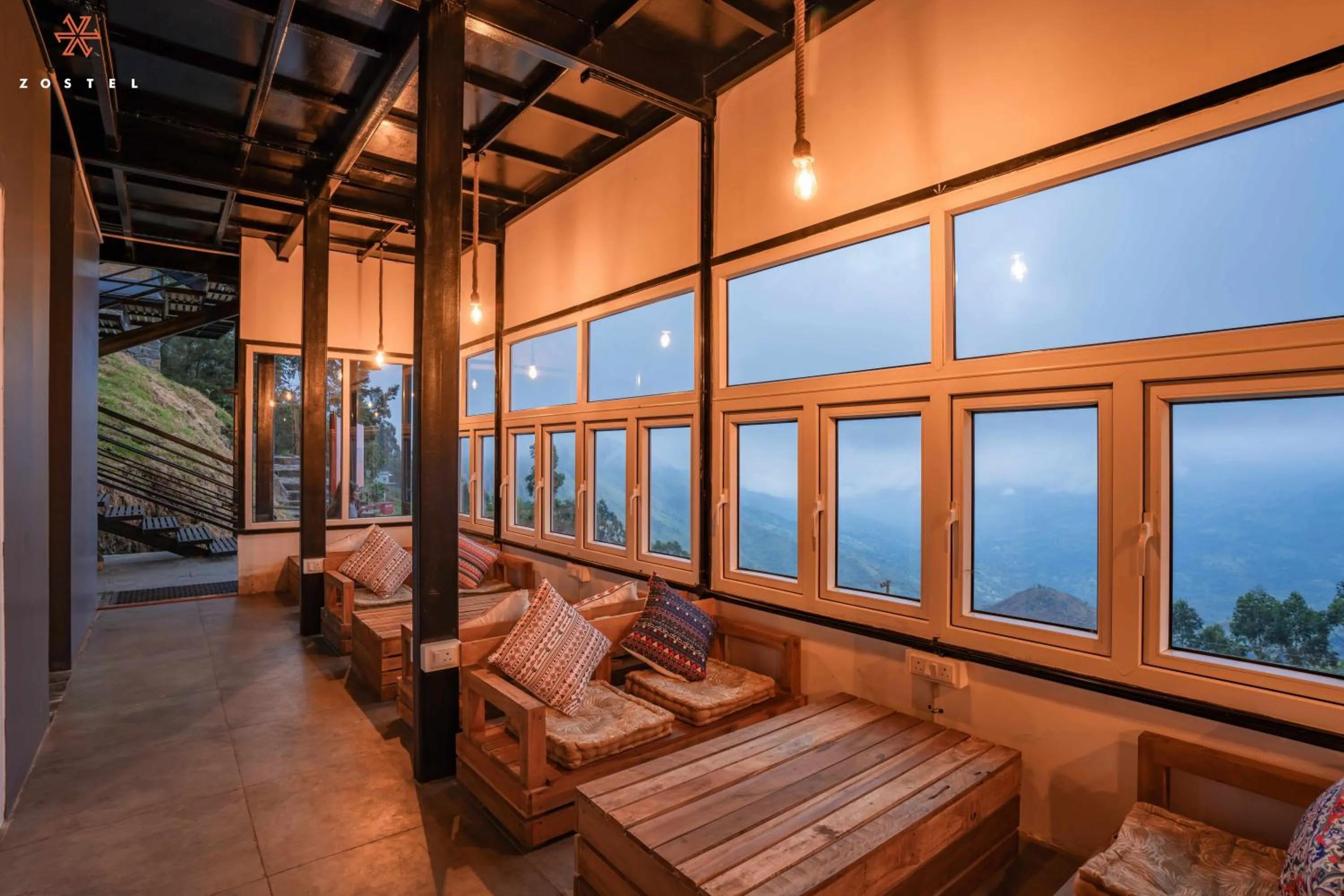 Dining area in Zostel Plus Poombarai, Kodaikanal