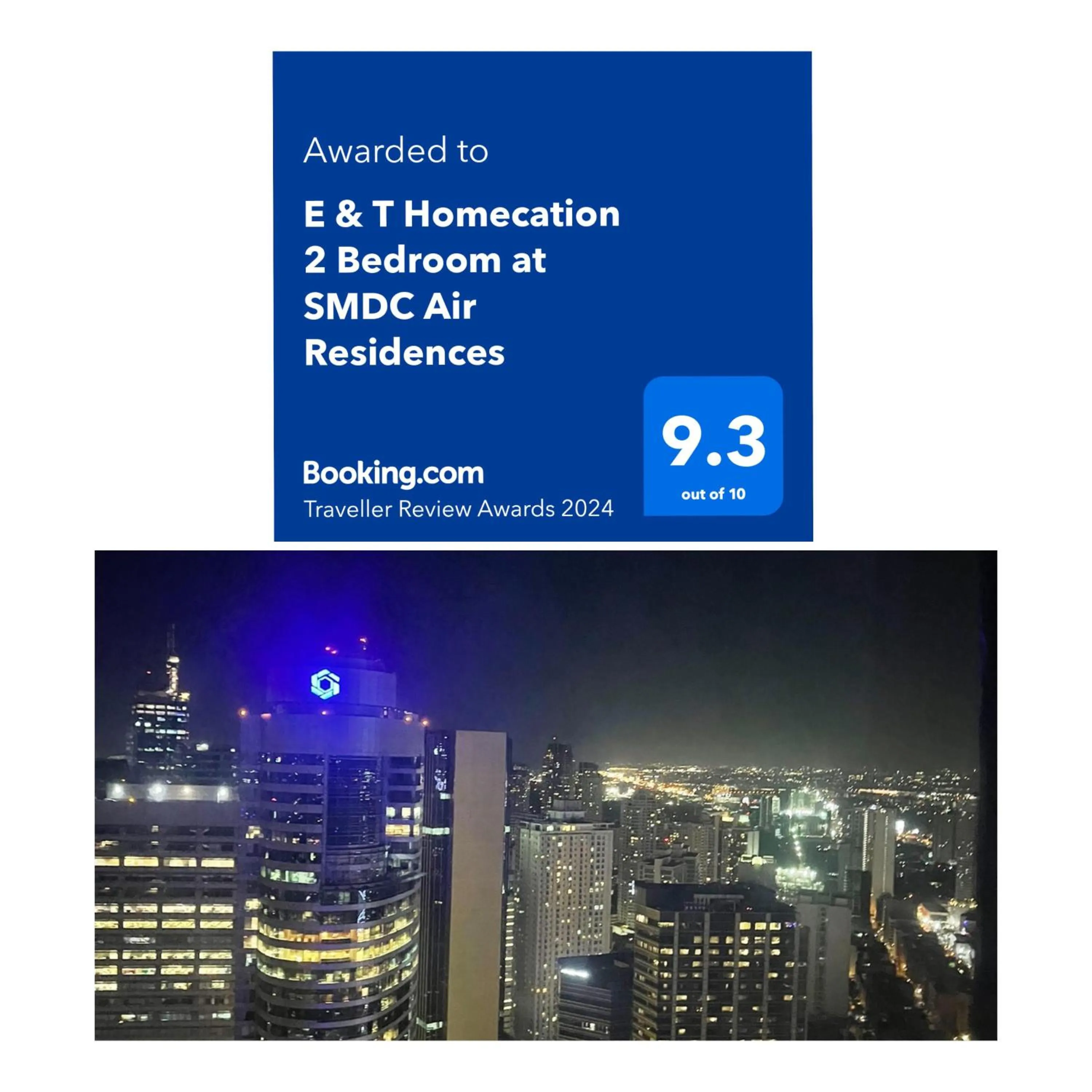 Night in E & T Homecations 2 Bedroom Apartment at SMDC Air Residences