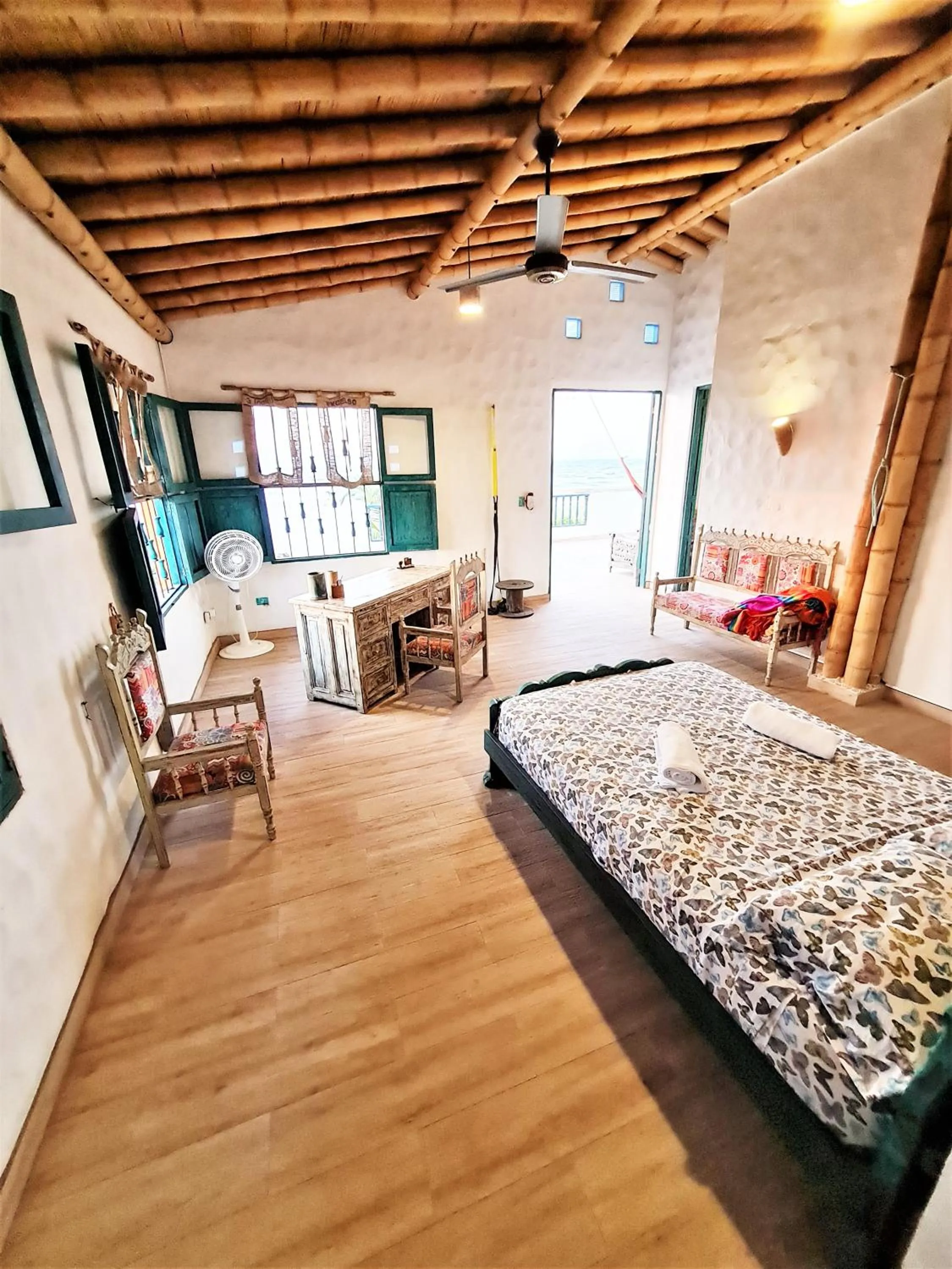 Seating area, Bed in Eco-Hotel Chevere Beach