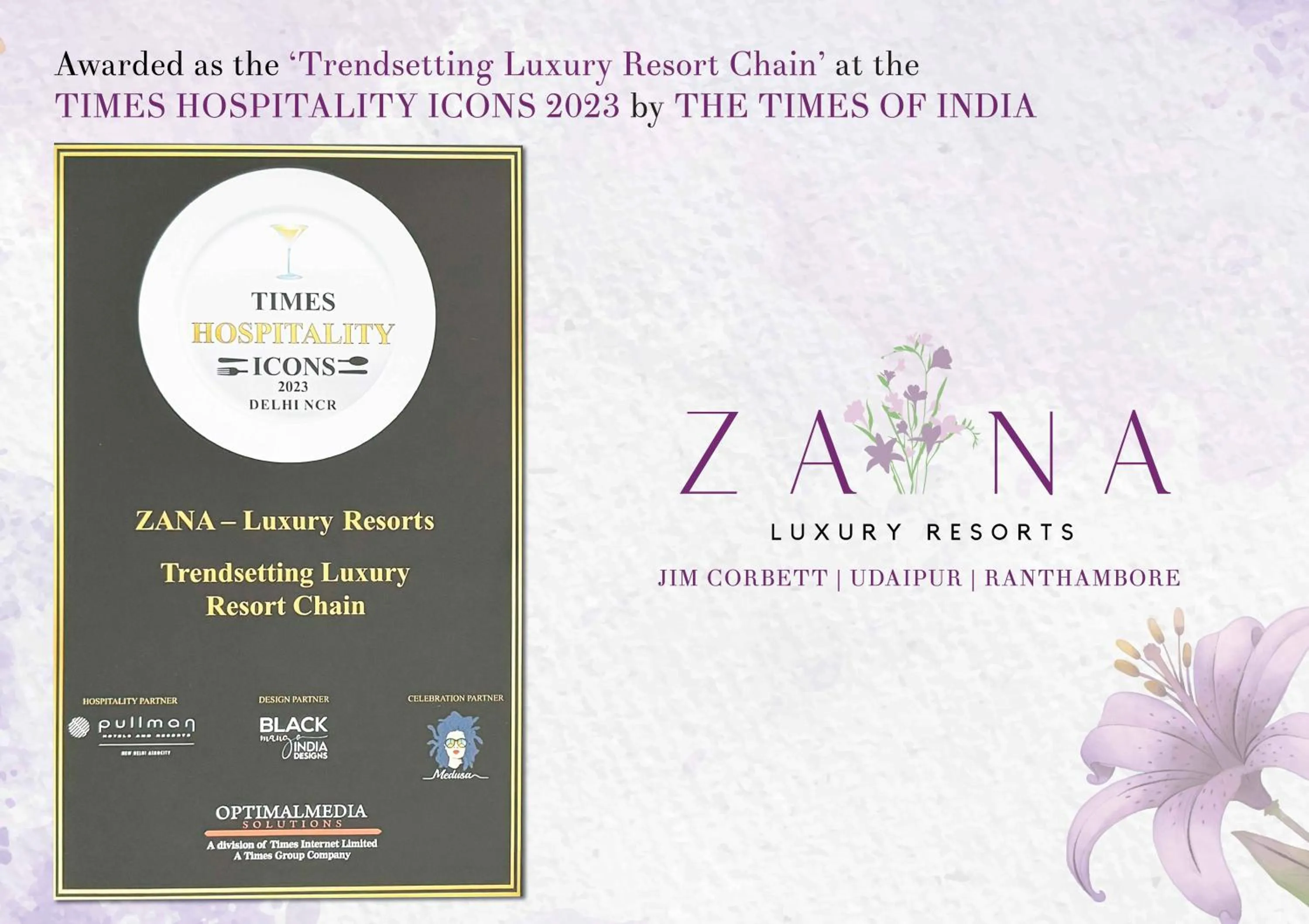 Certificate/Award in ZANA Luxury Forest Resort, Ranthambore
