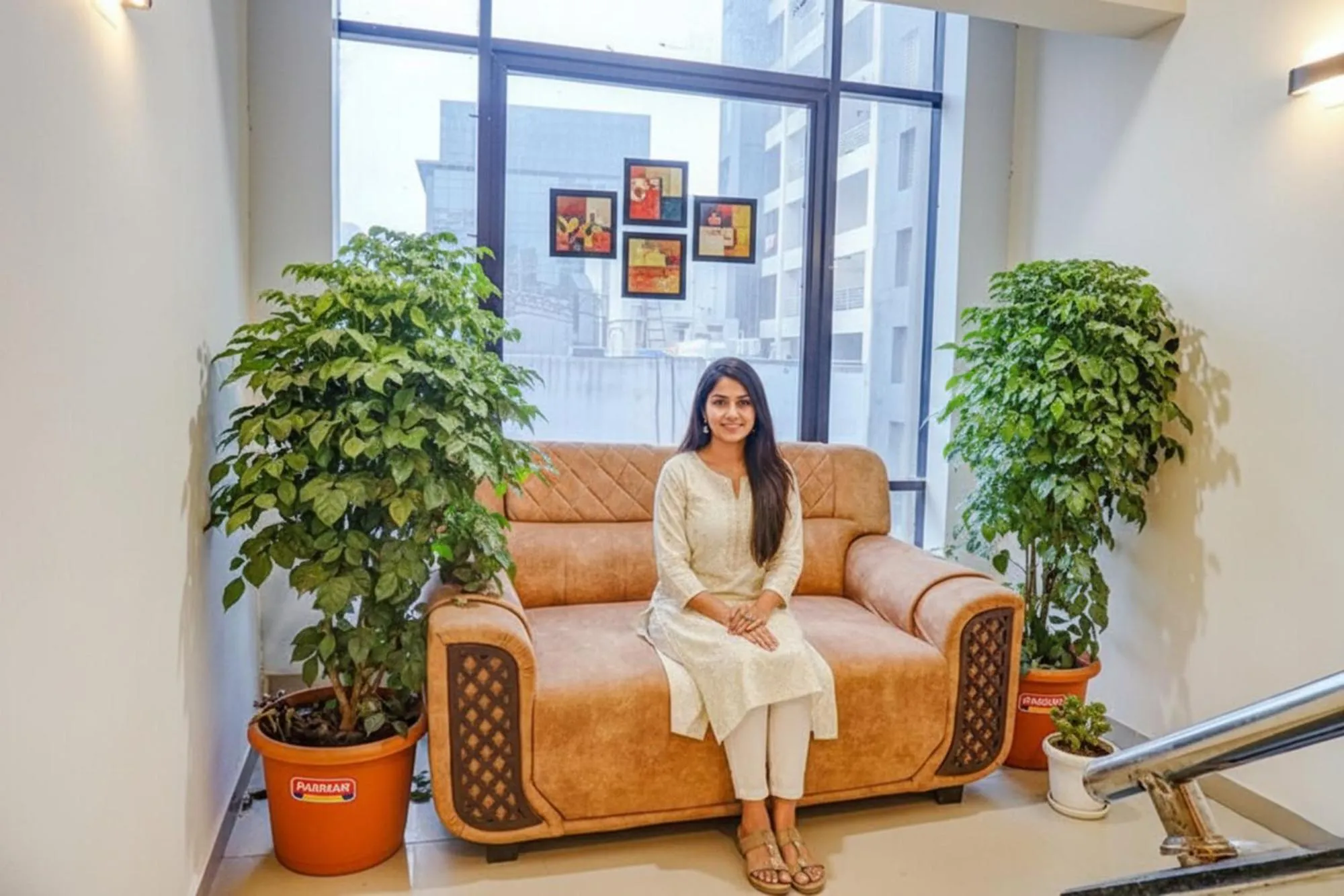 Seating area in FabHotel Tan Square - Nr Eon IT Park