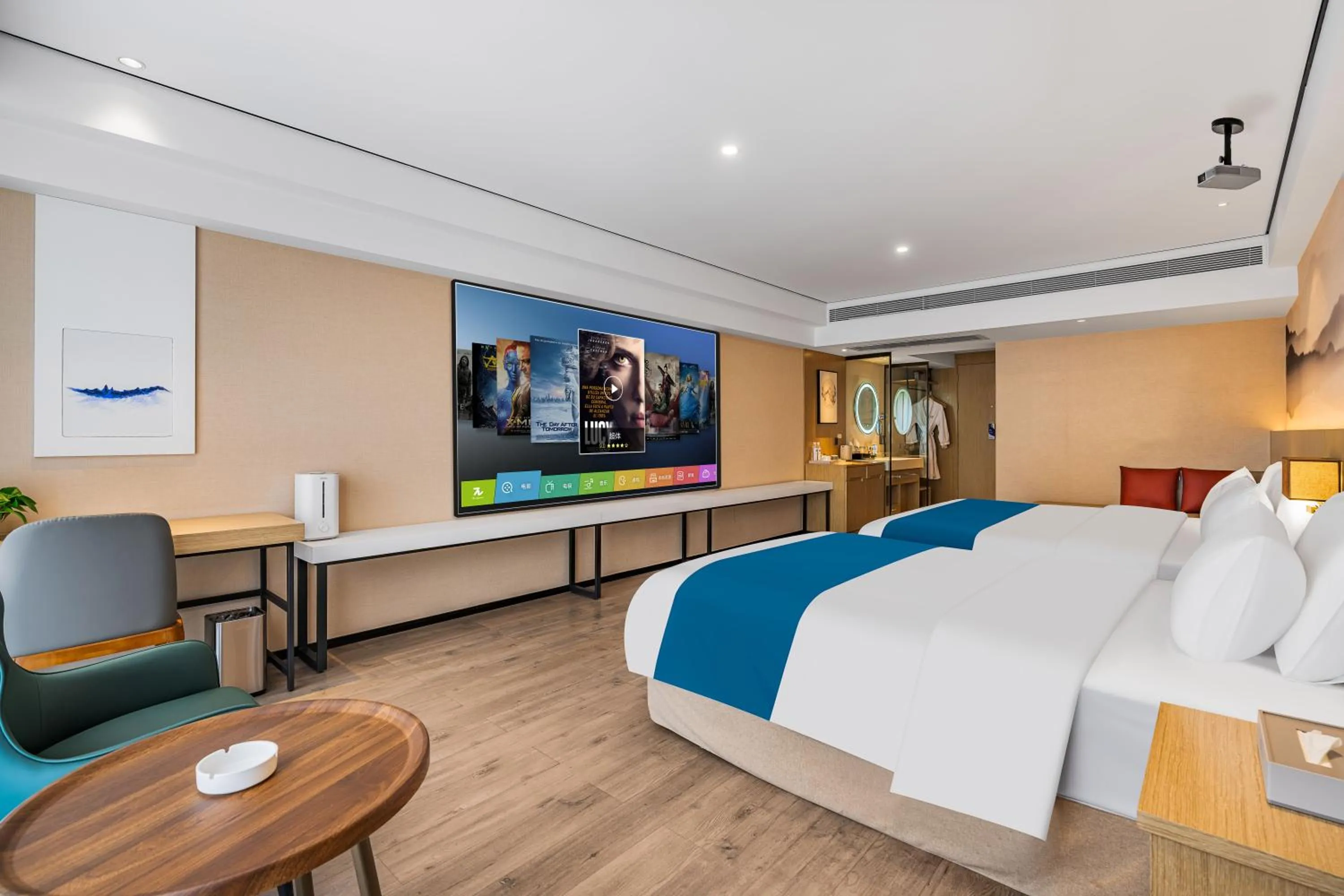 Theater Family Room with One King Bed, One Double Bed, Non-Smoking in Ramada Encore by Wyndham Kunming Guandu