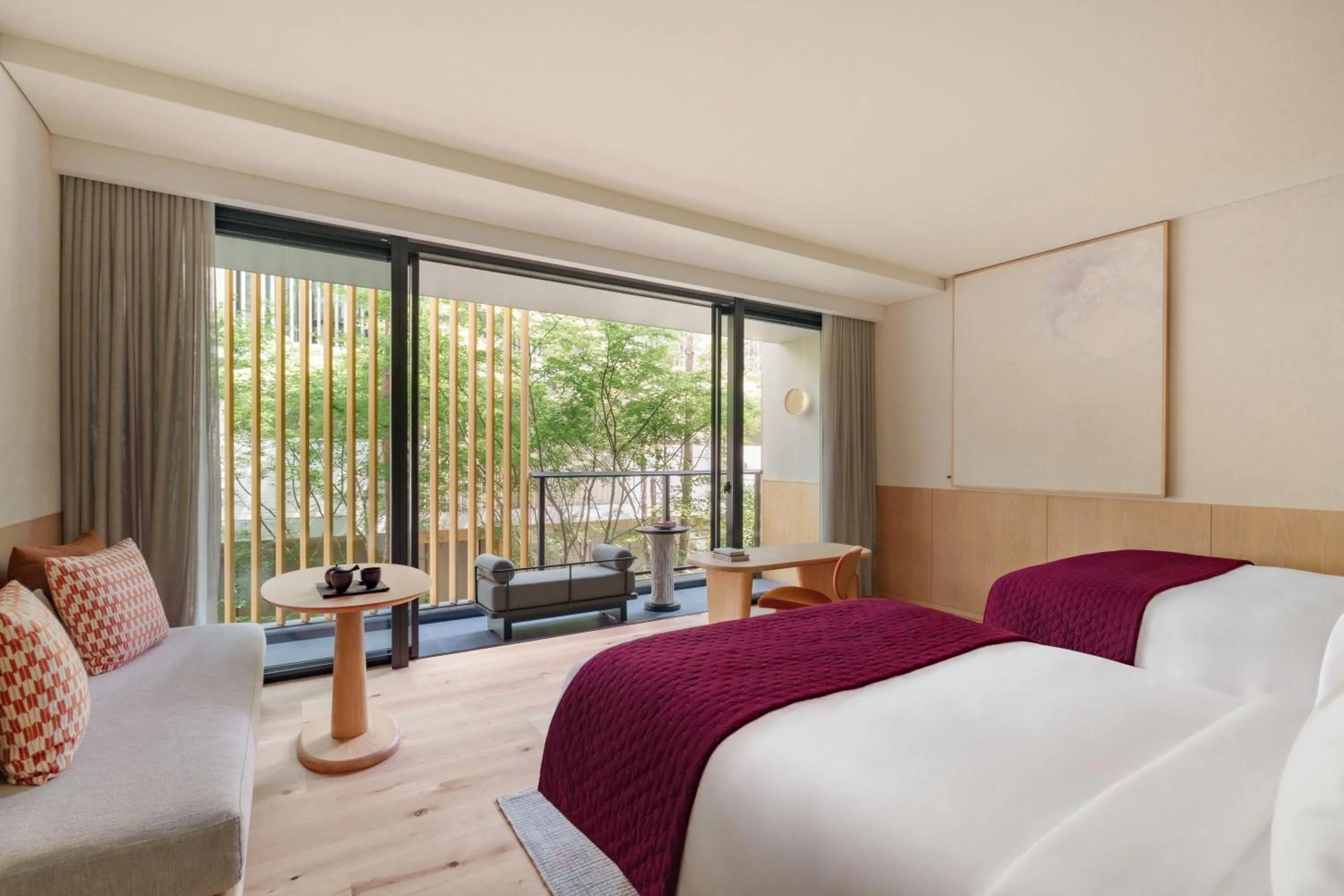 Inner courtyard view, Bed in Six Senses Kyoto