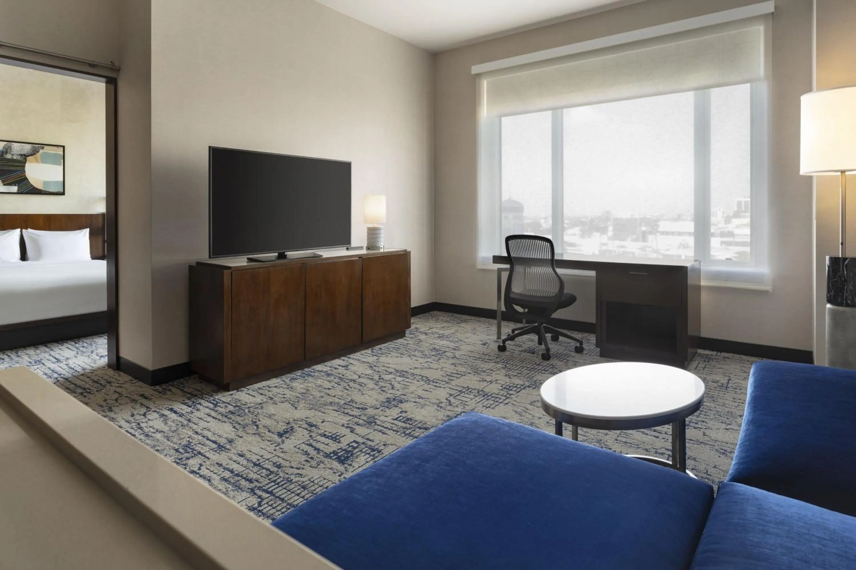 Living room, Bed in Residence Inn by Marriott Los Angeles L.A. LIVE