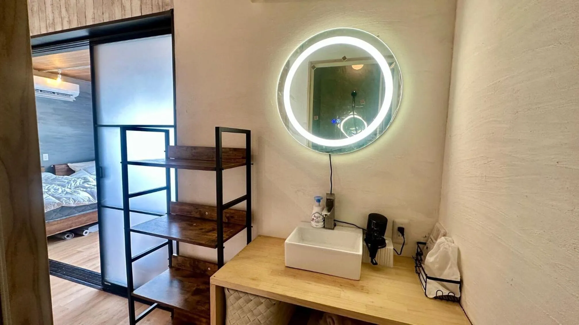 Bathroom, Bed in glampark S.O.P Fuji Kawaguchi Lake