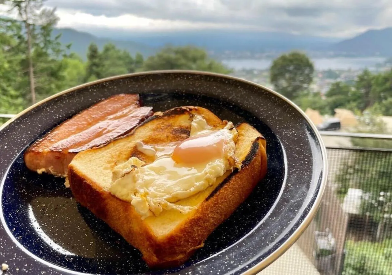Breakfast in glampark S.O.P Fuji Kawaguchi Lake