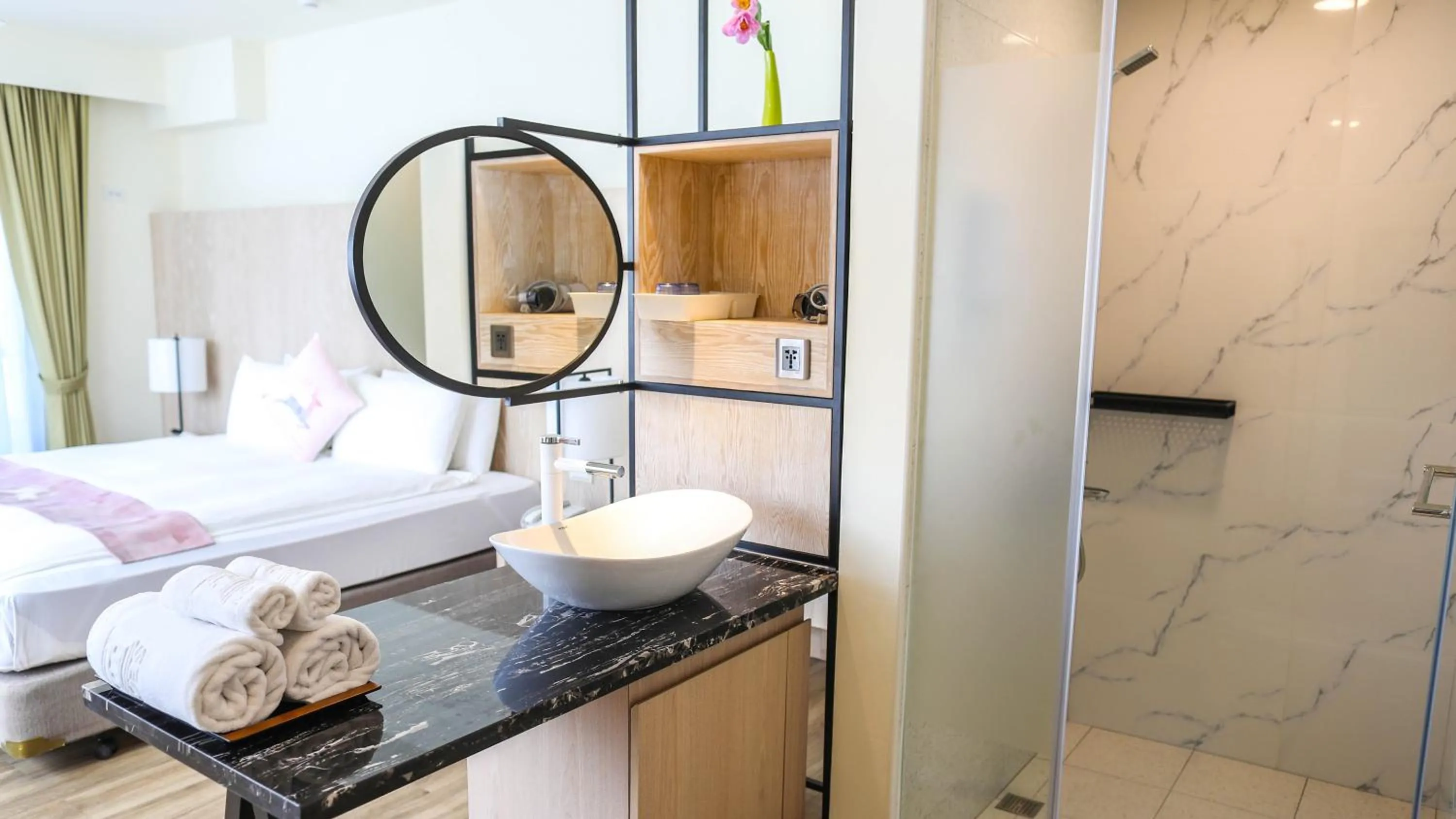 Bathroom, Bed in Sea Passion Hotel