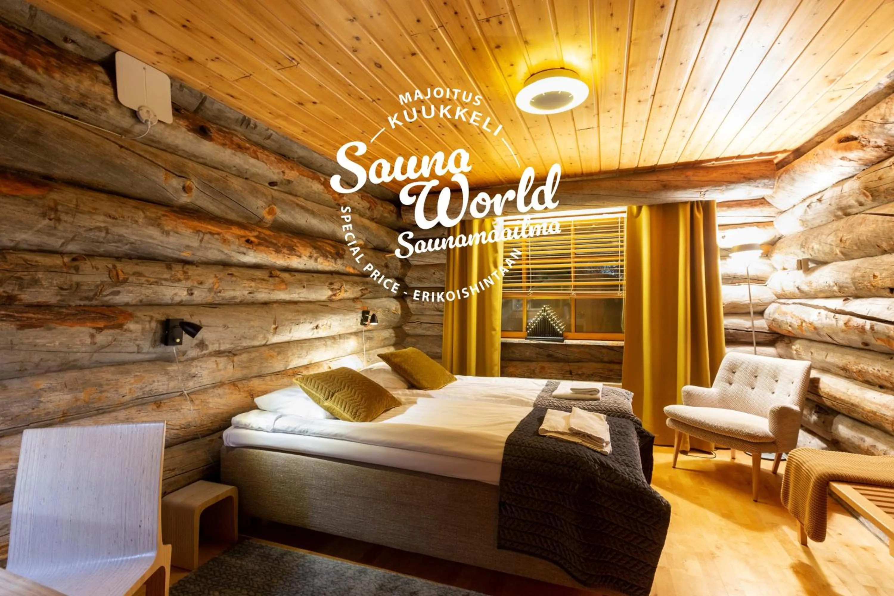 Bed in Kuukkeli Log Houses Teerenpesä