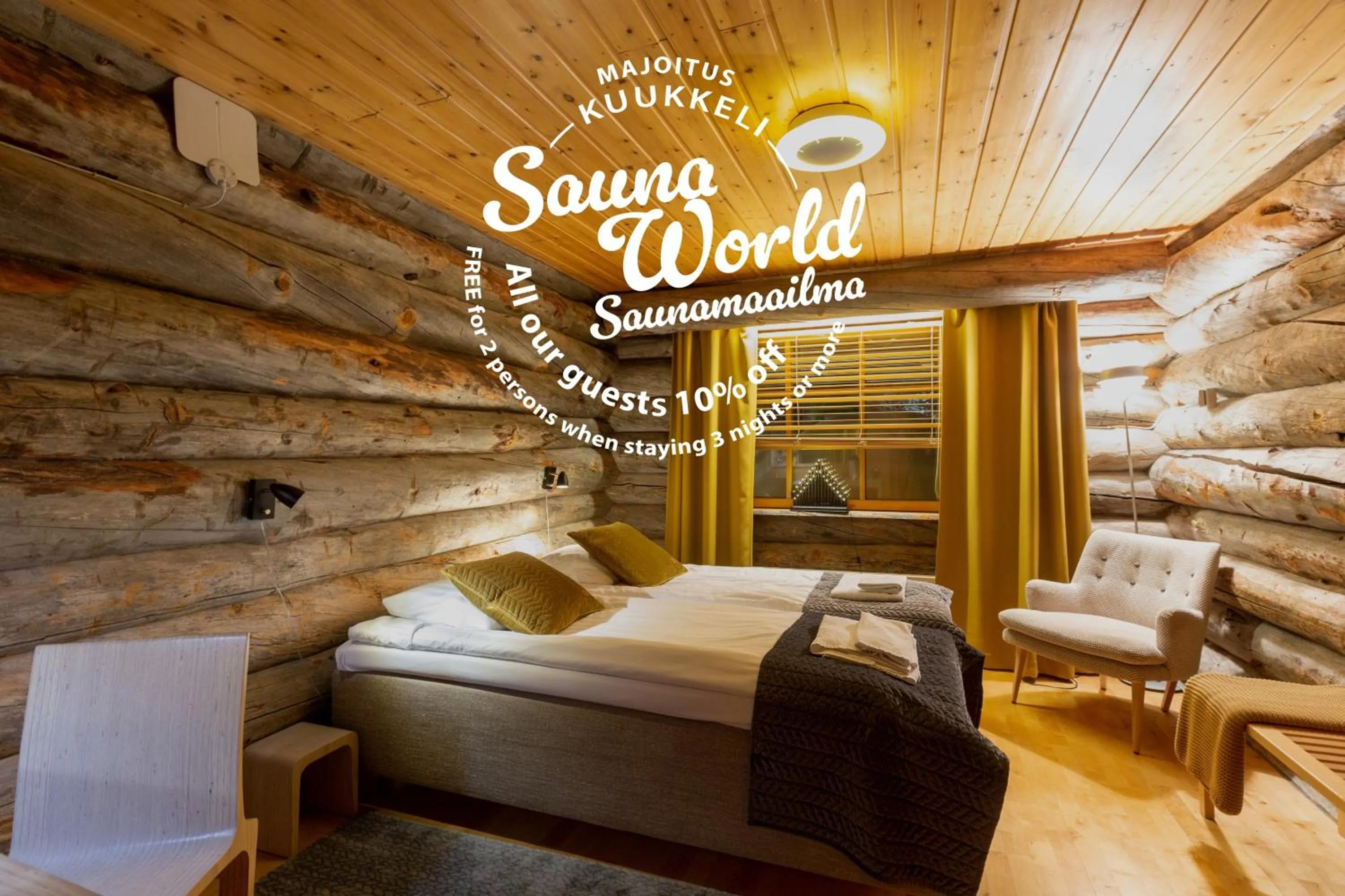 Bed in Kuukkeli Log Houses Teerenpesä