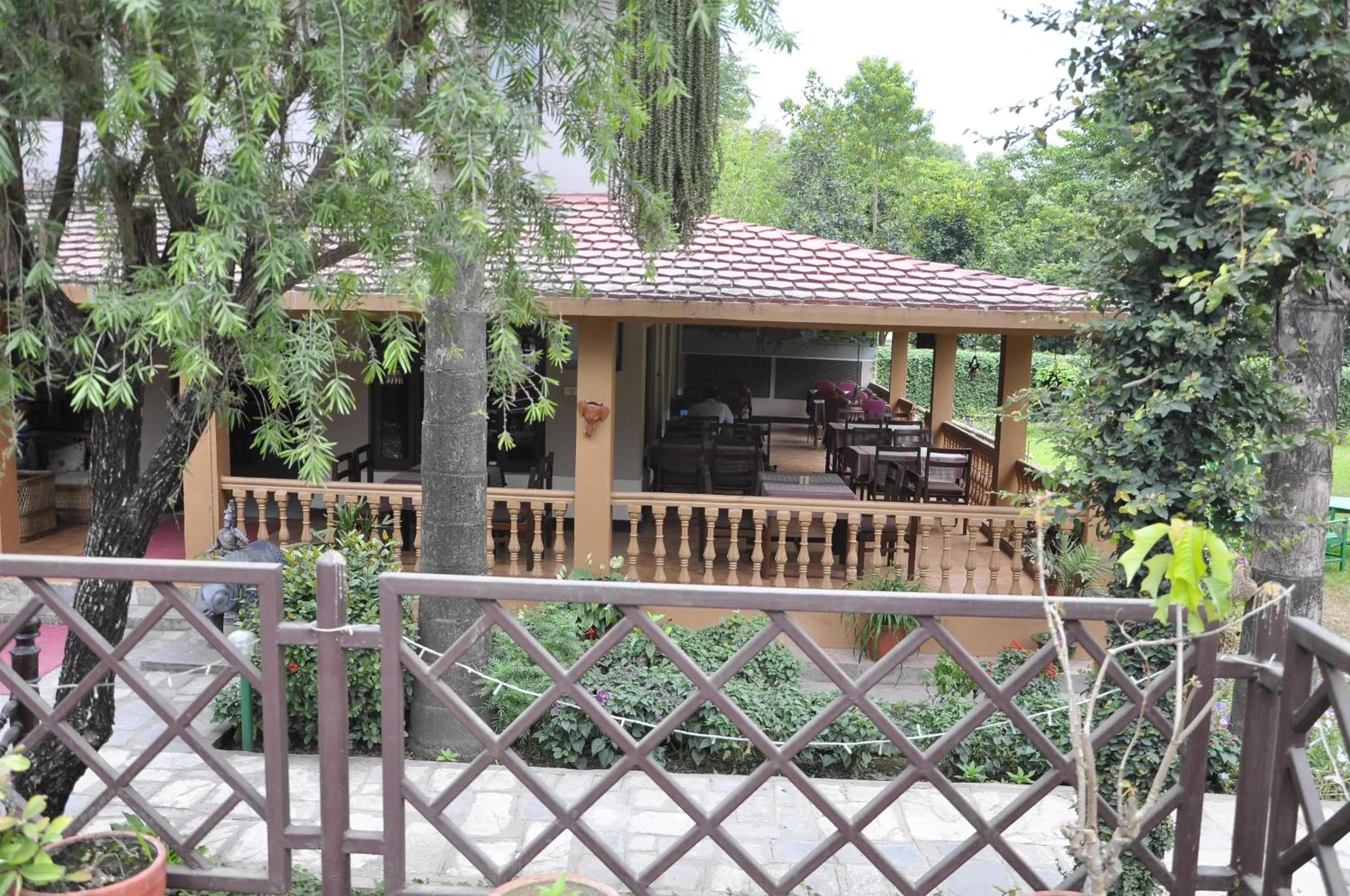Seating area in Chitwan Paradise Hotel