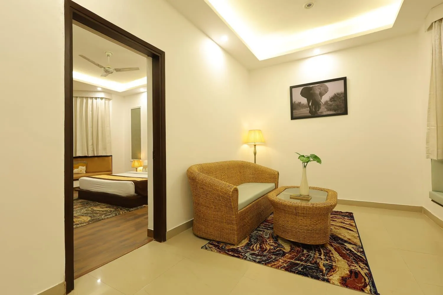 Living room, Bed in Corbett Tusker Trail