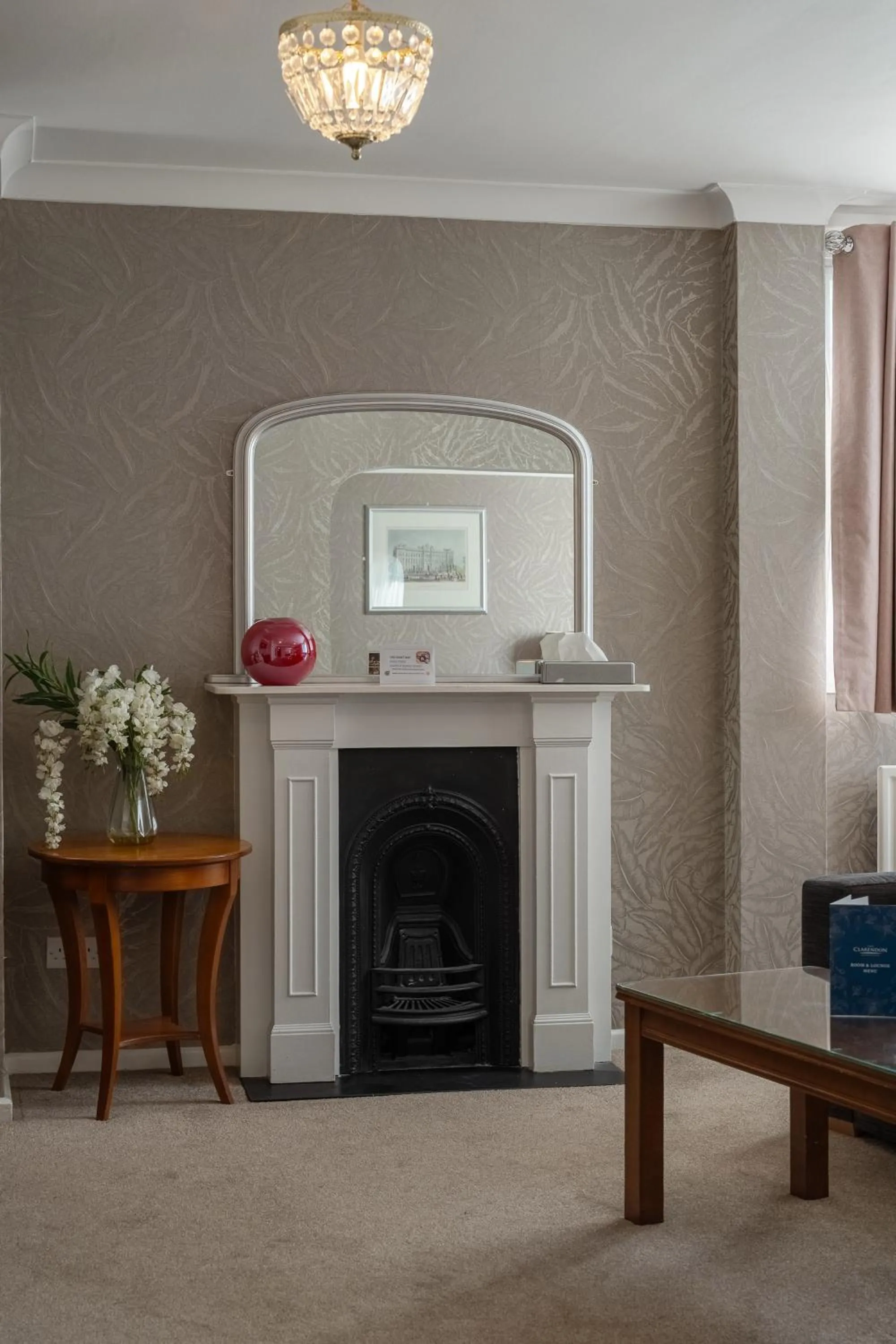 fireplace in The Clarendon Hotel