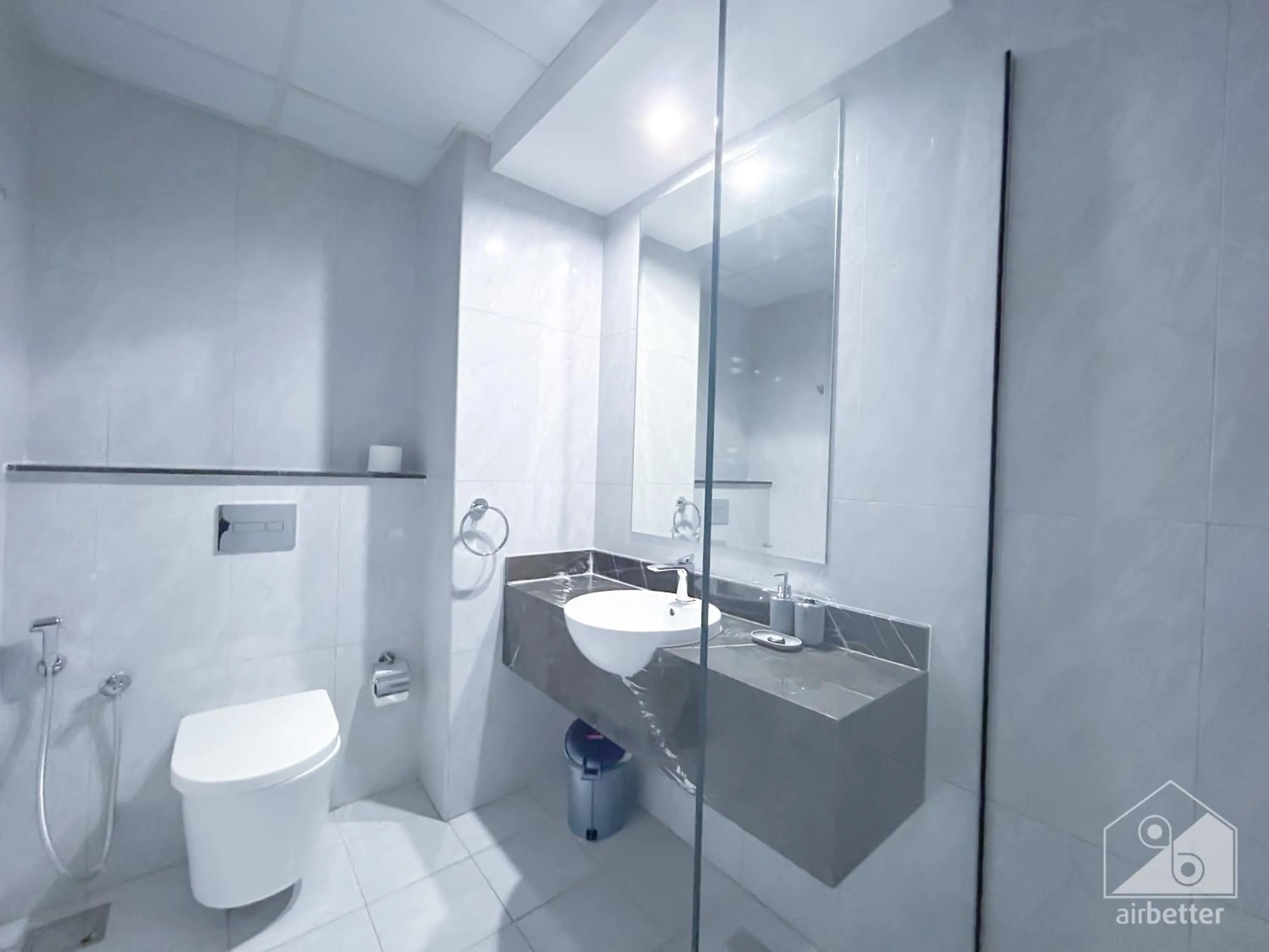 Bathroom in Spacious Studio with balcony in AL Majan