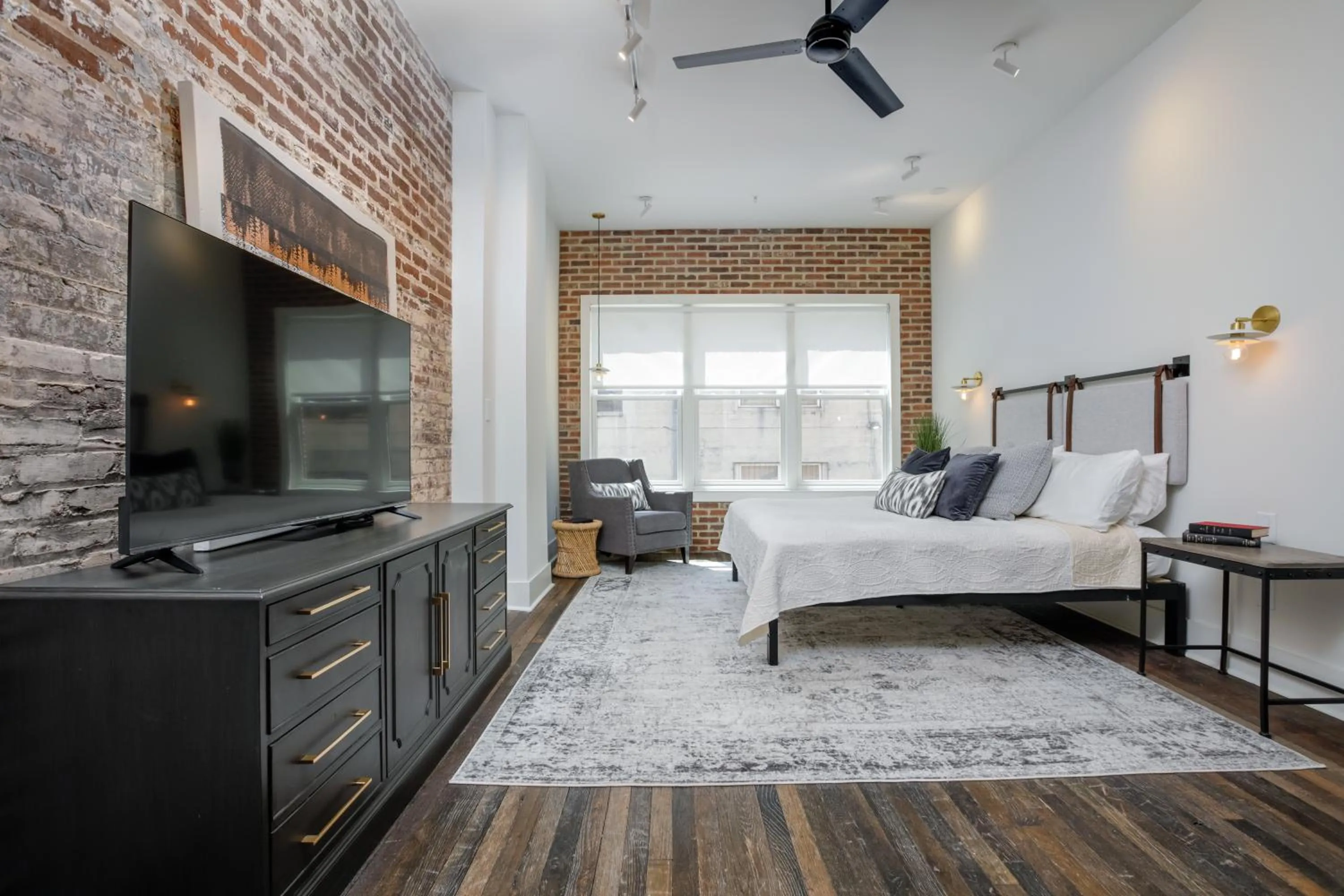 Bedroom, Bed in Loft condo by Mercedes Benz w balcony Apt 101