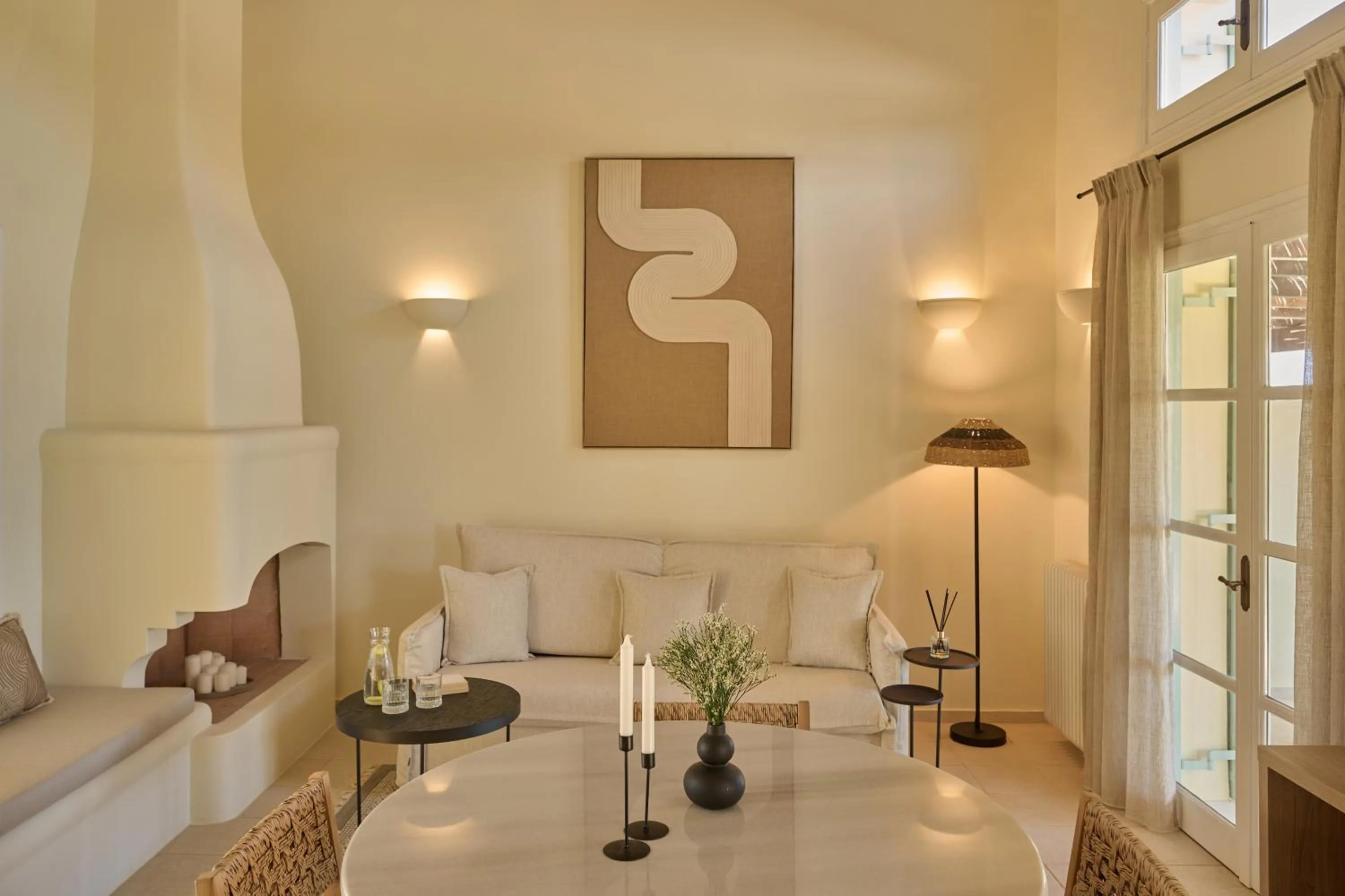 Seating area, Bed in Nikki Beach Resort & Spa Porto Heli