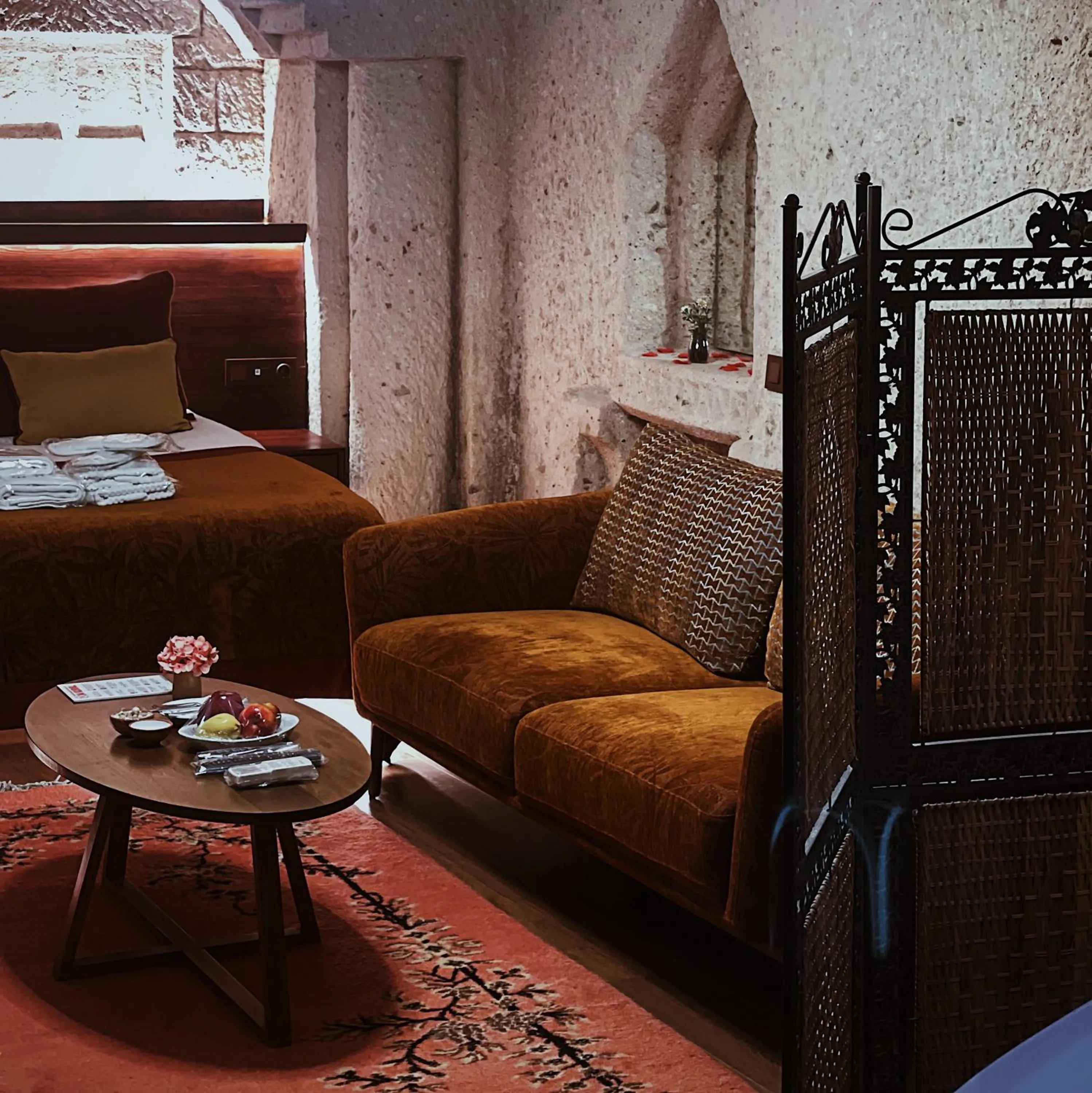 Bed in Mimi Cappadocia Luxury Cave Hotel