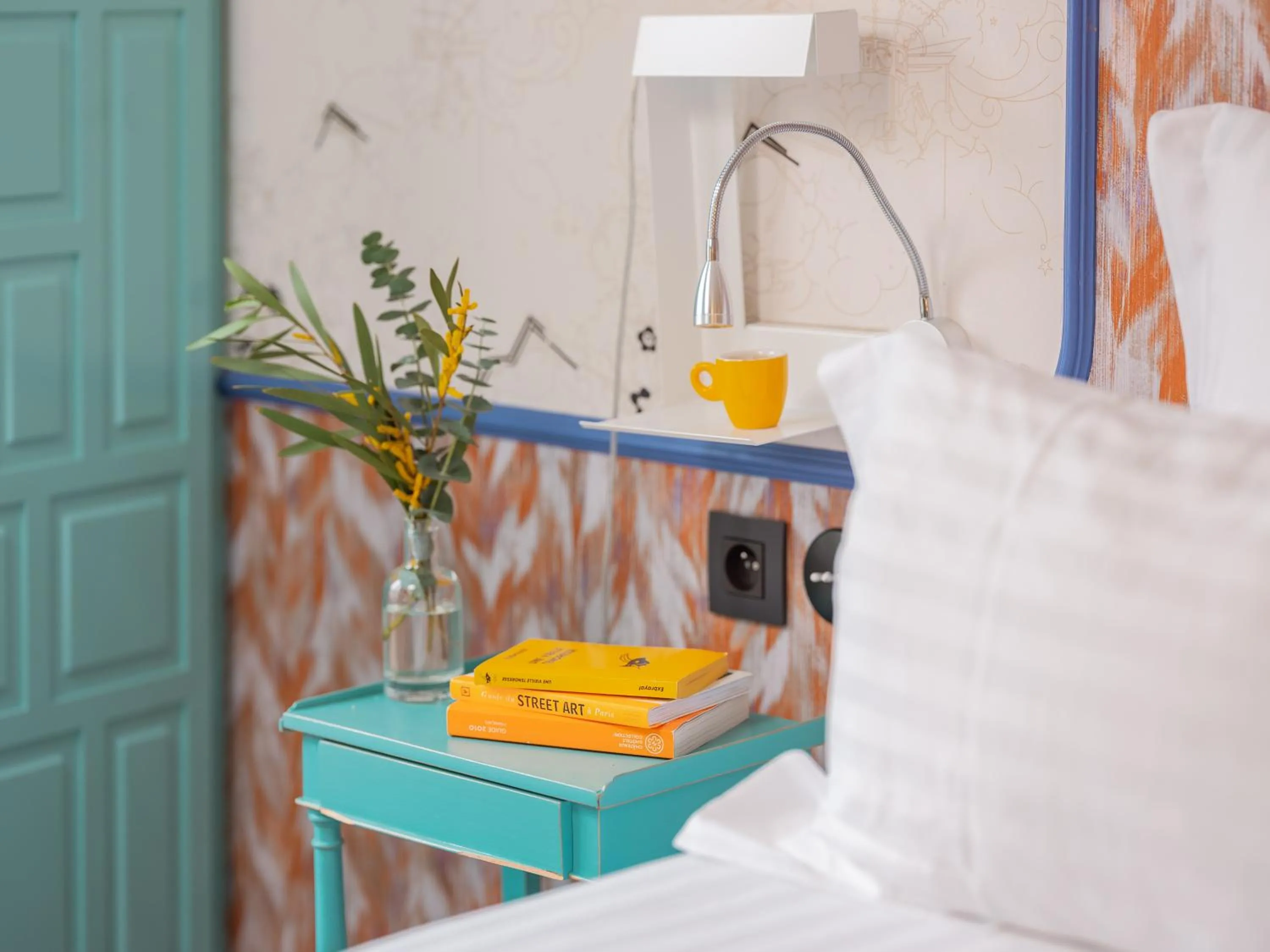 Decorative detail, Bed in Hôtel Crayon Rouge - Louvre Palais Royal