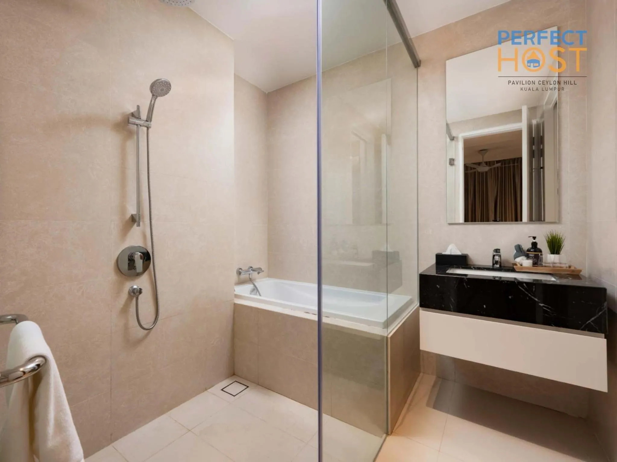 Shower in Pavilion Ceylon Hill Suites, Bukit Bintang by Perfect Host