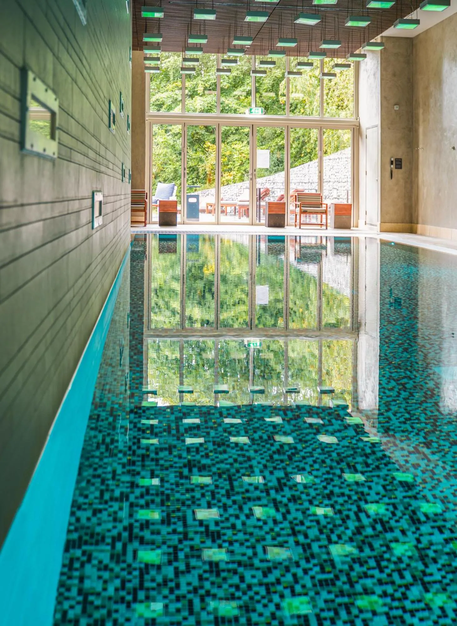 Swimming pool in blooming