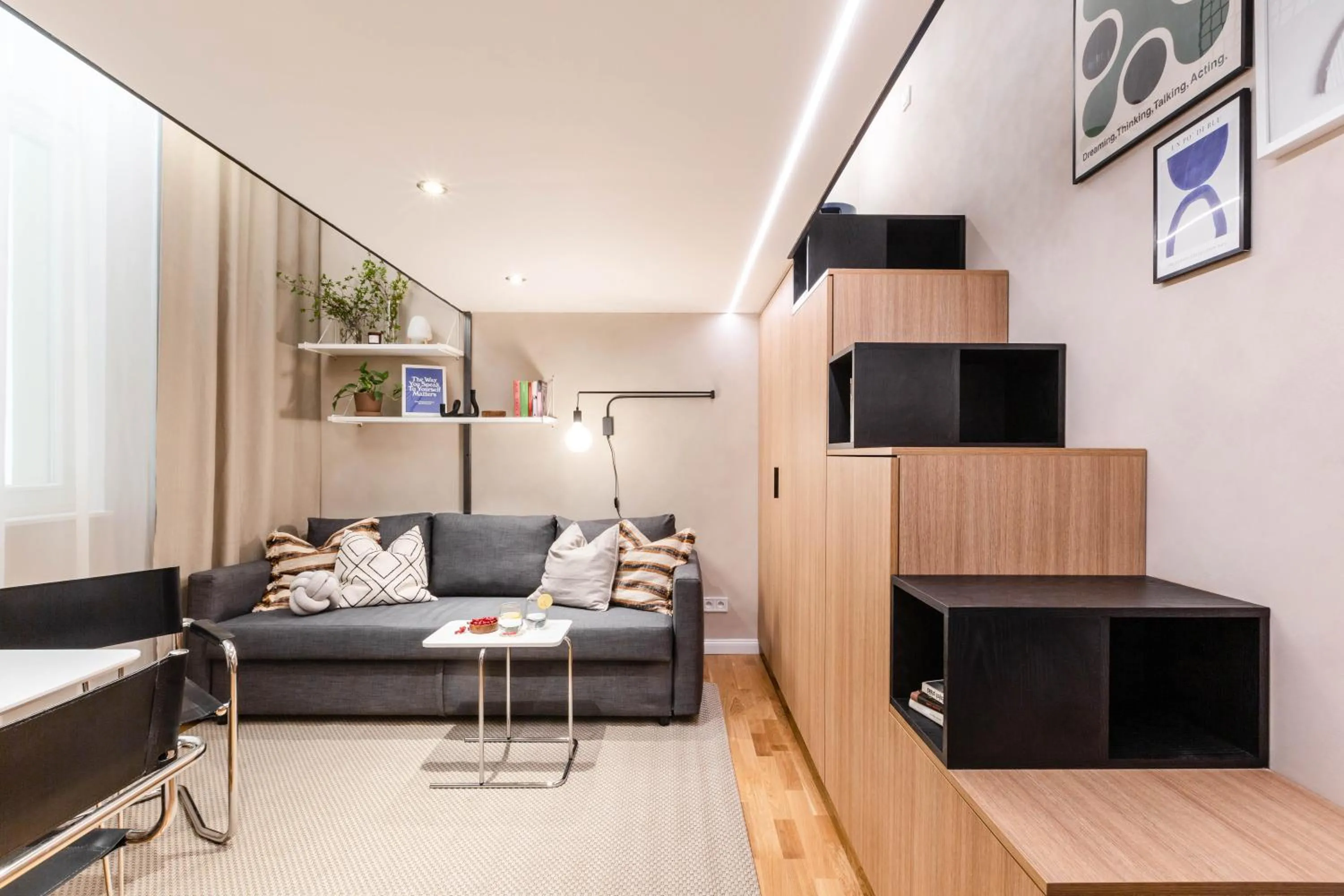 Living room in TurnKey I Charles Square Apartments