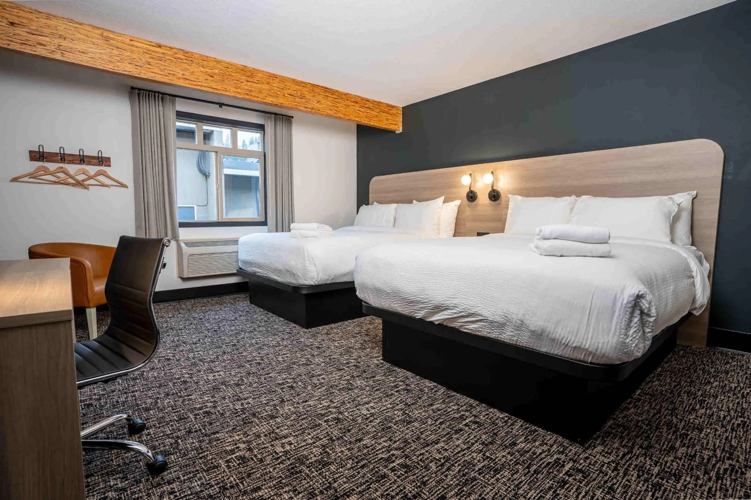 Bed in Northwinds Hotel Revelstoke