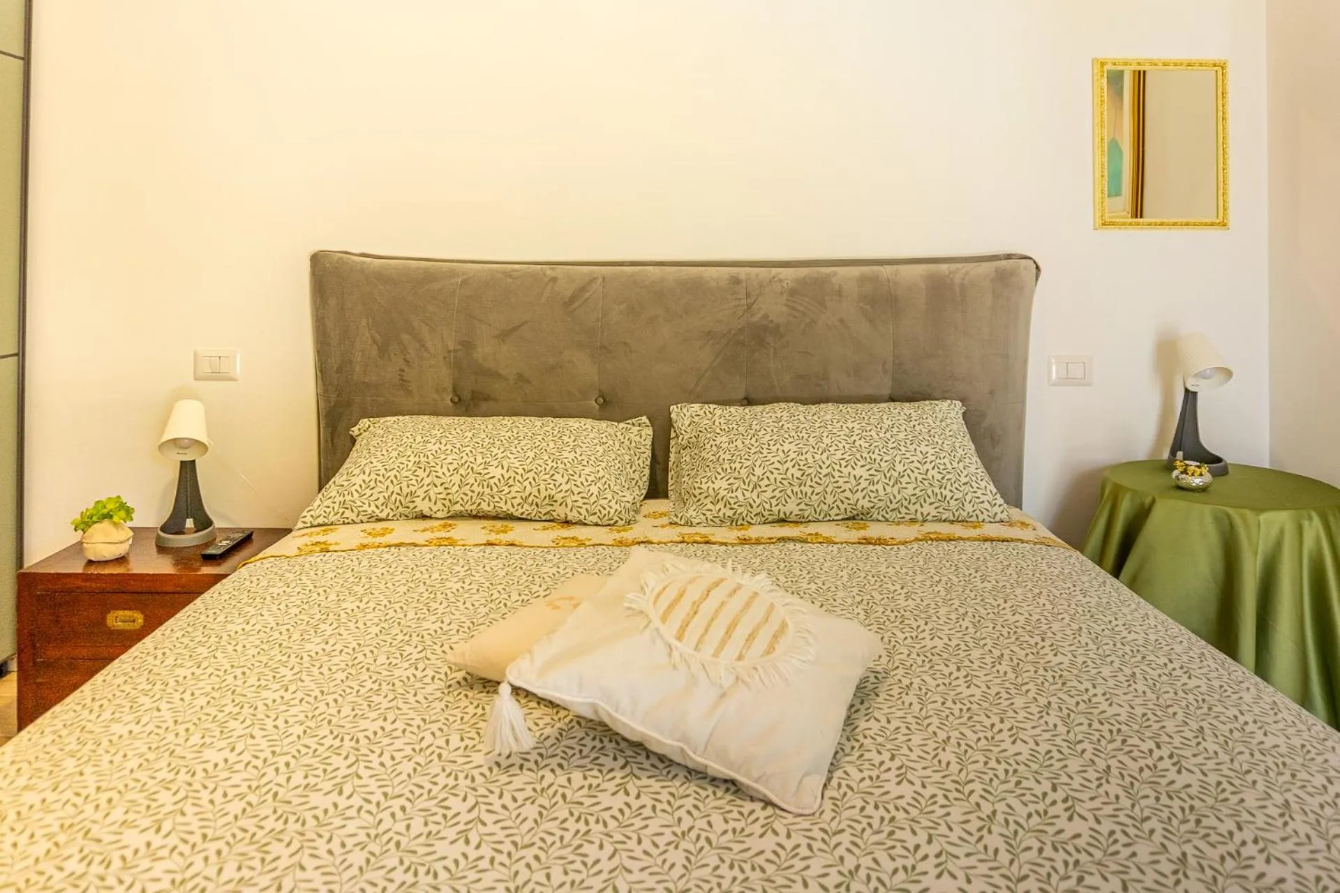 Bed in Green Woody Home