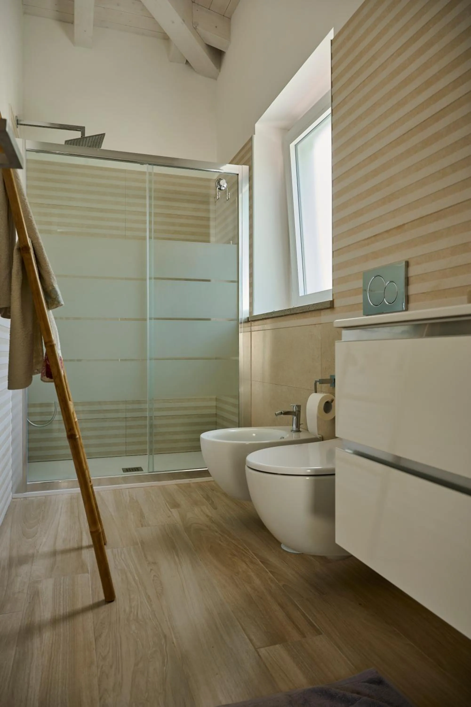 Shower in Green Woody Home