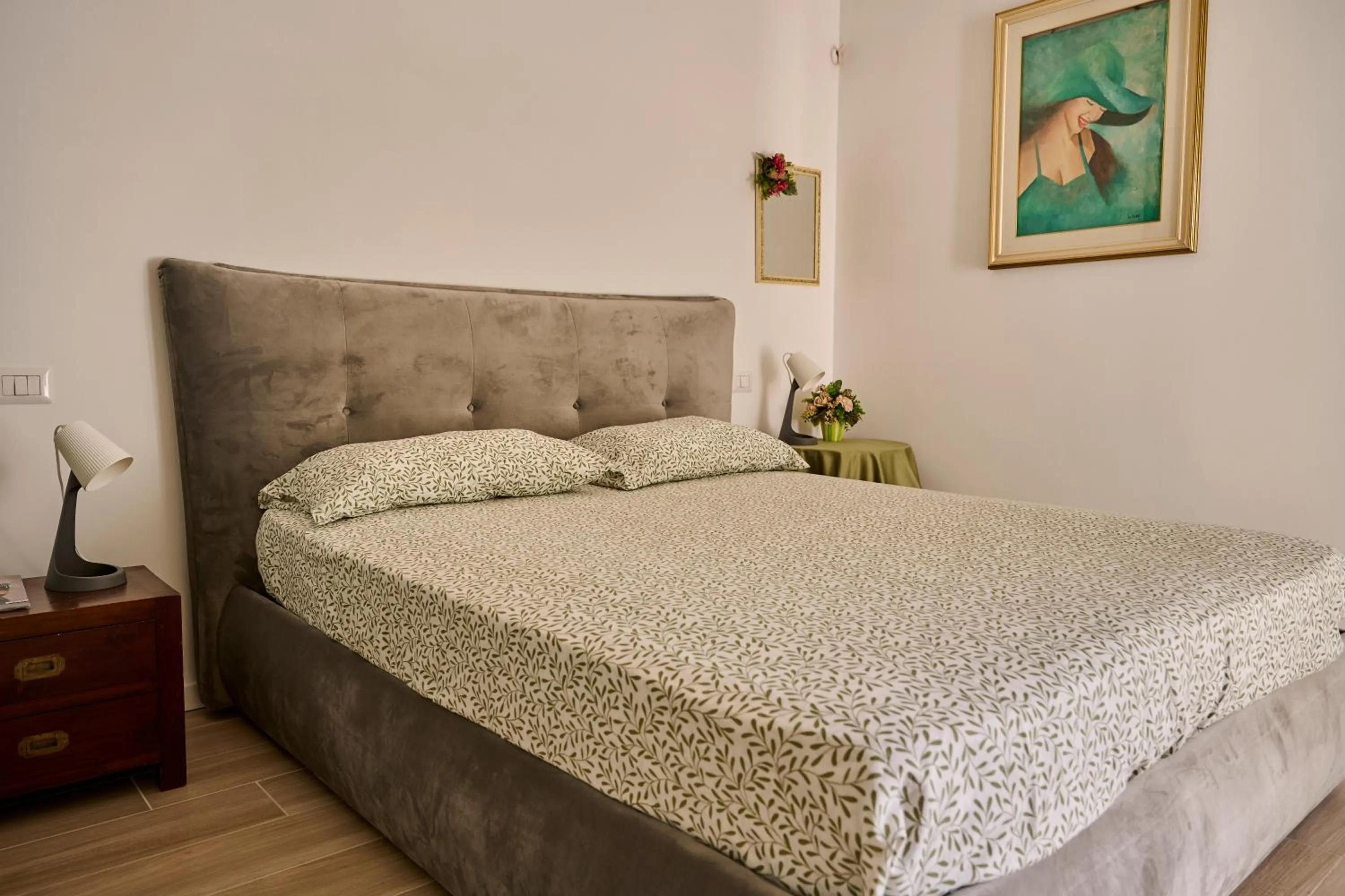 Bed in Green Woody Home