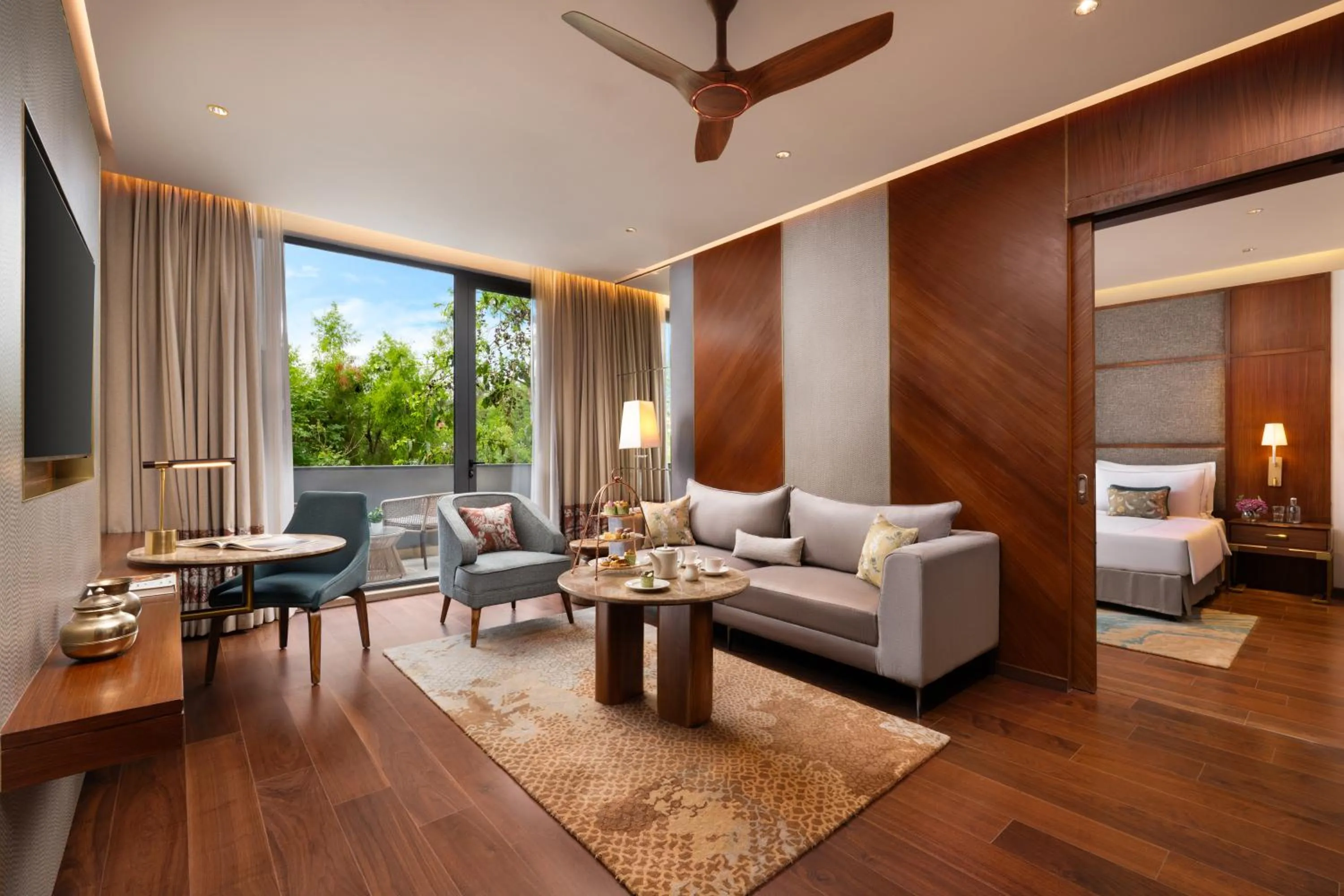 Living room, Bed in Taj Damdama Lake Resort & Spa, Gurugram