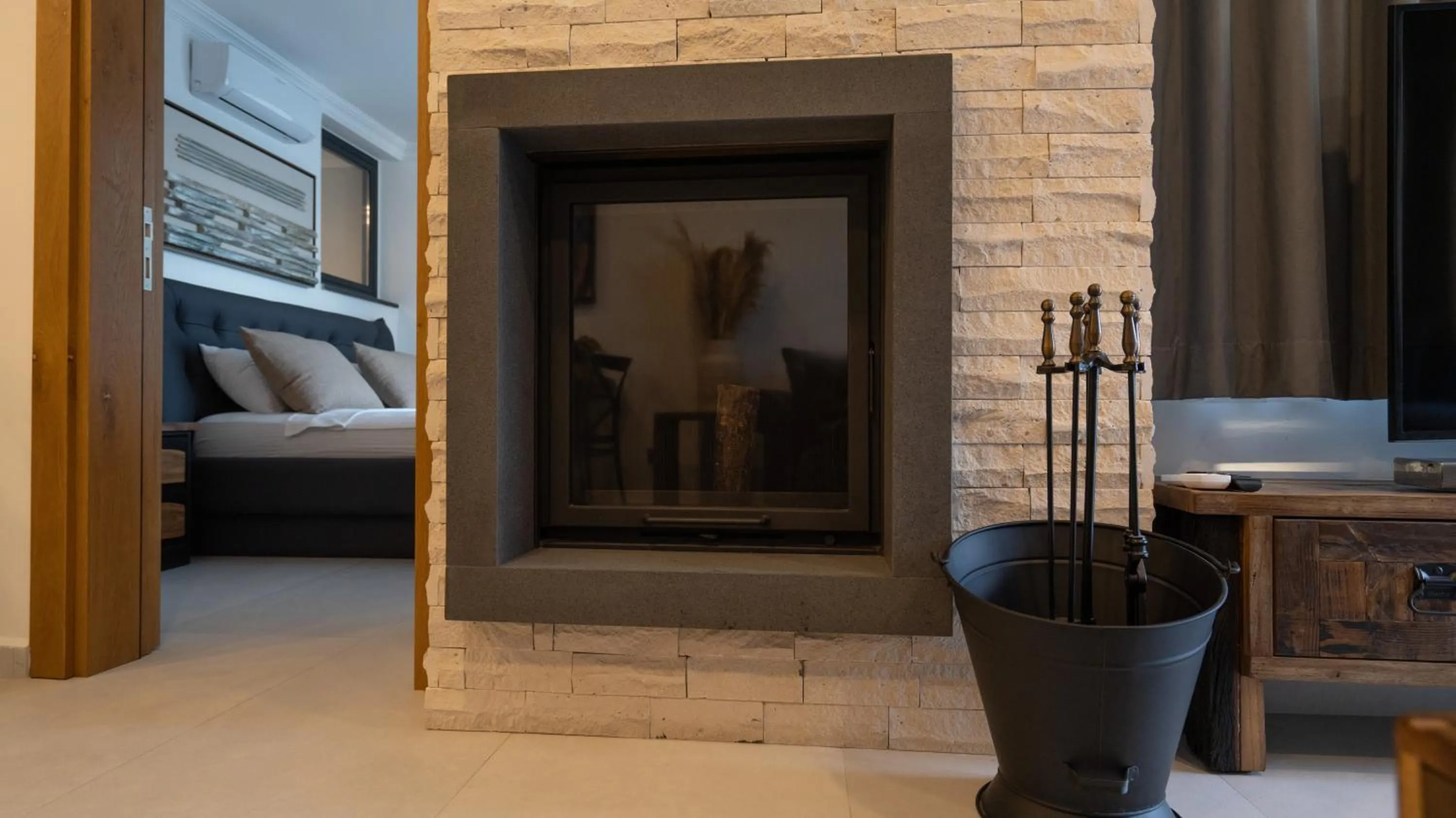 fireplace in Blue Point Hotel Yalikavak