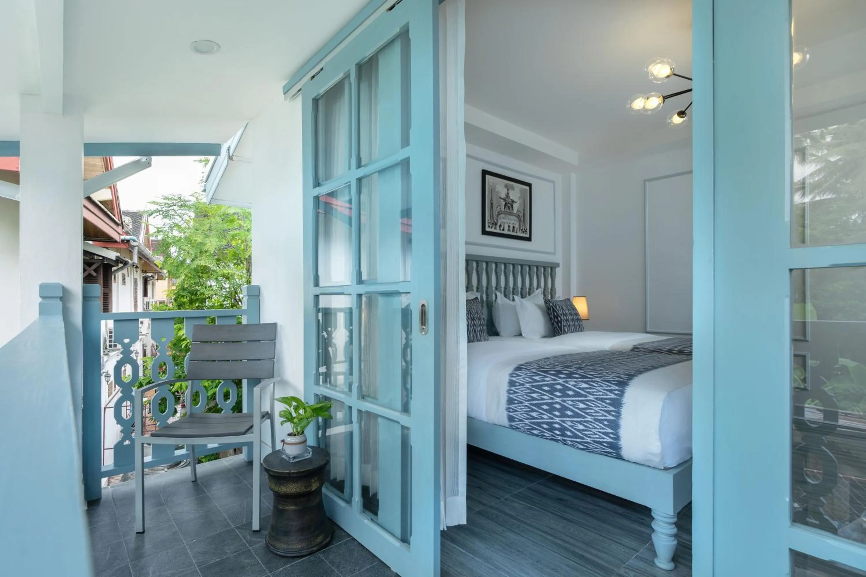 Balcony/Terrace, Bed in Luangprabang D'or Boutique Hotel