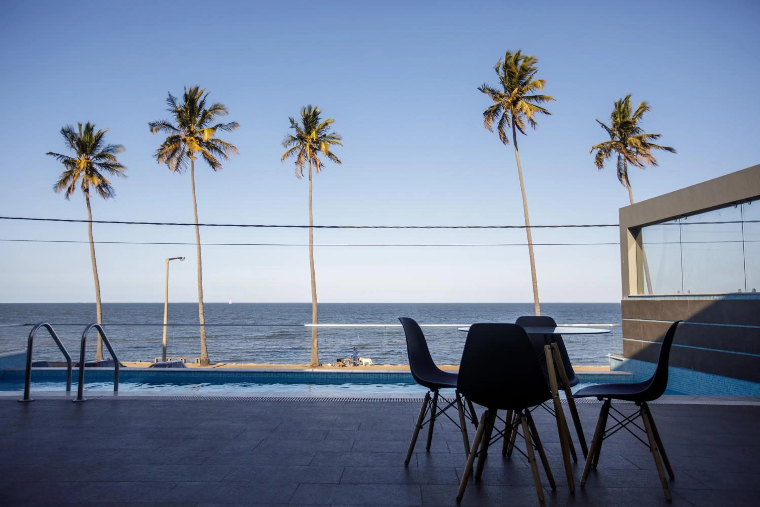 Pool view in Cowork Lab Suites