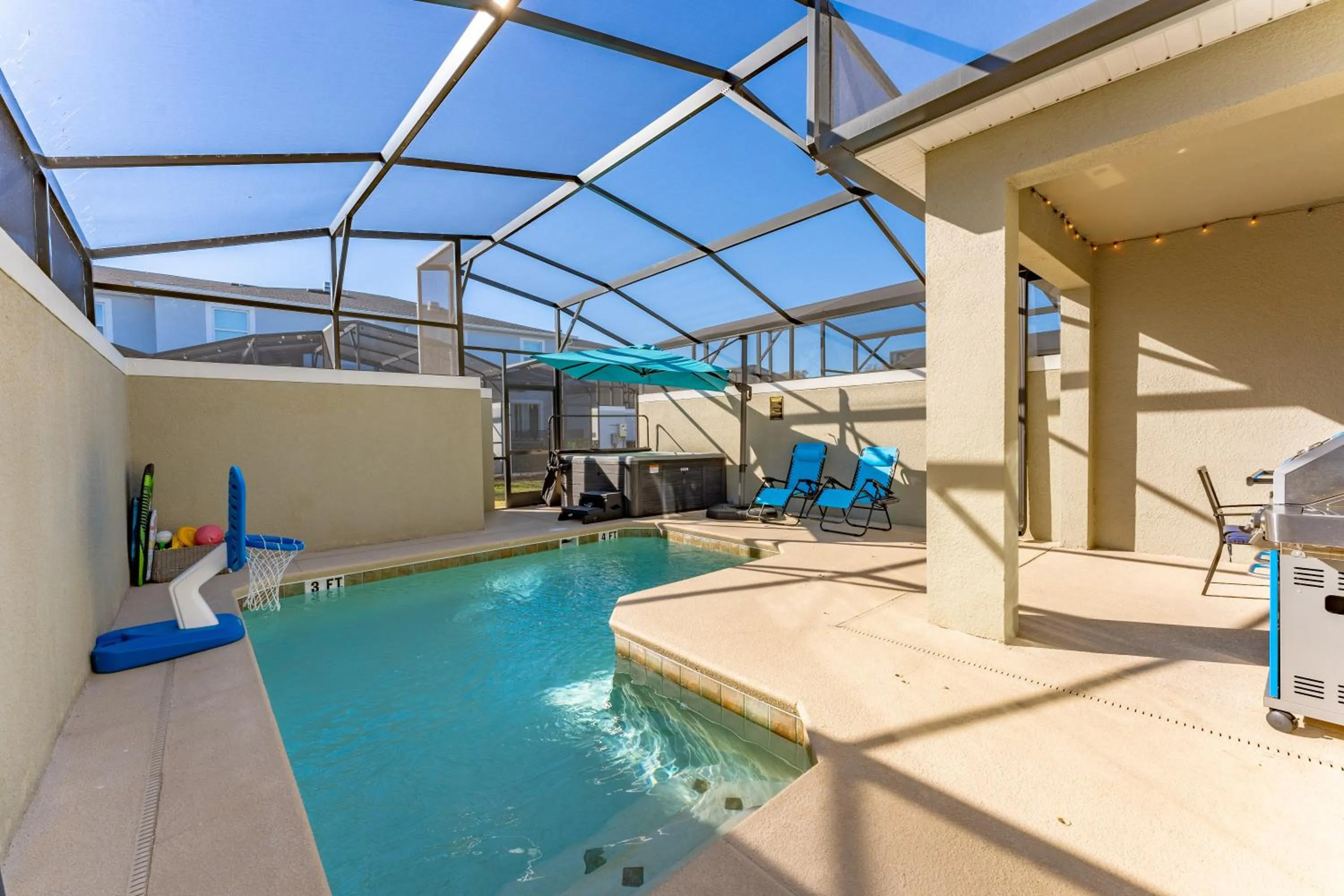 Patio in Family Retreat near Disney with Pool & Hot Tub!