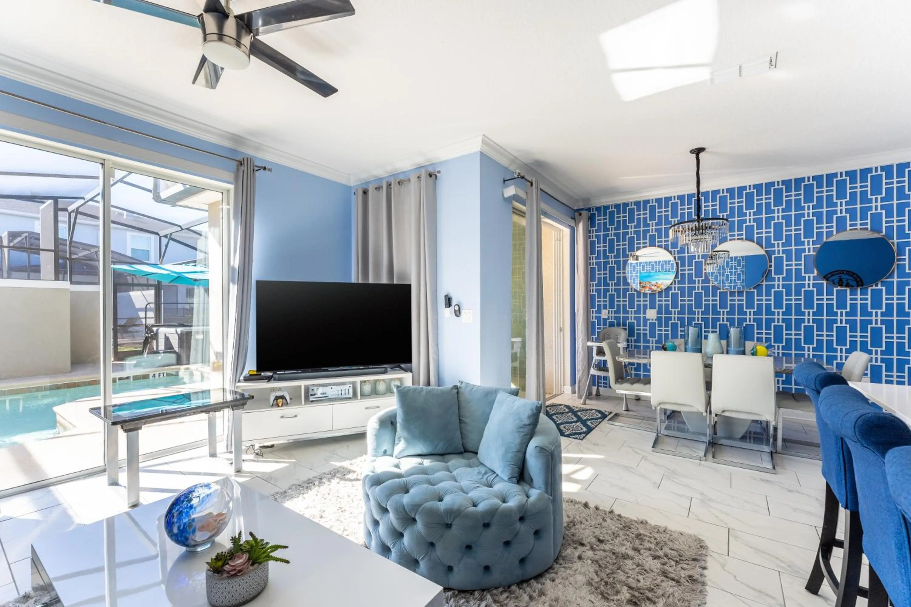 Communal lounge/ TV room in Family Retreat near Disney with Pool & Hot Tub!