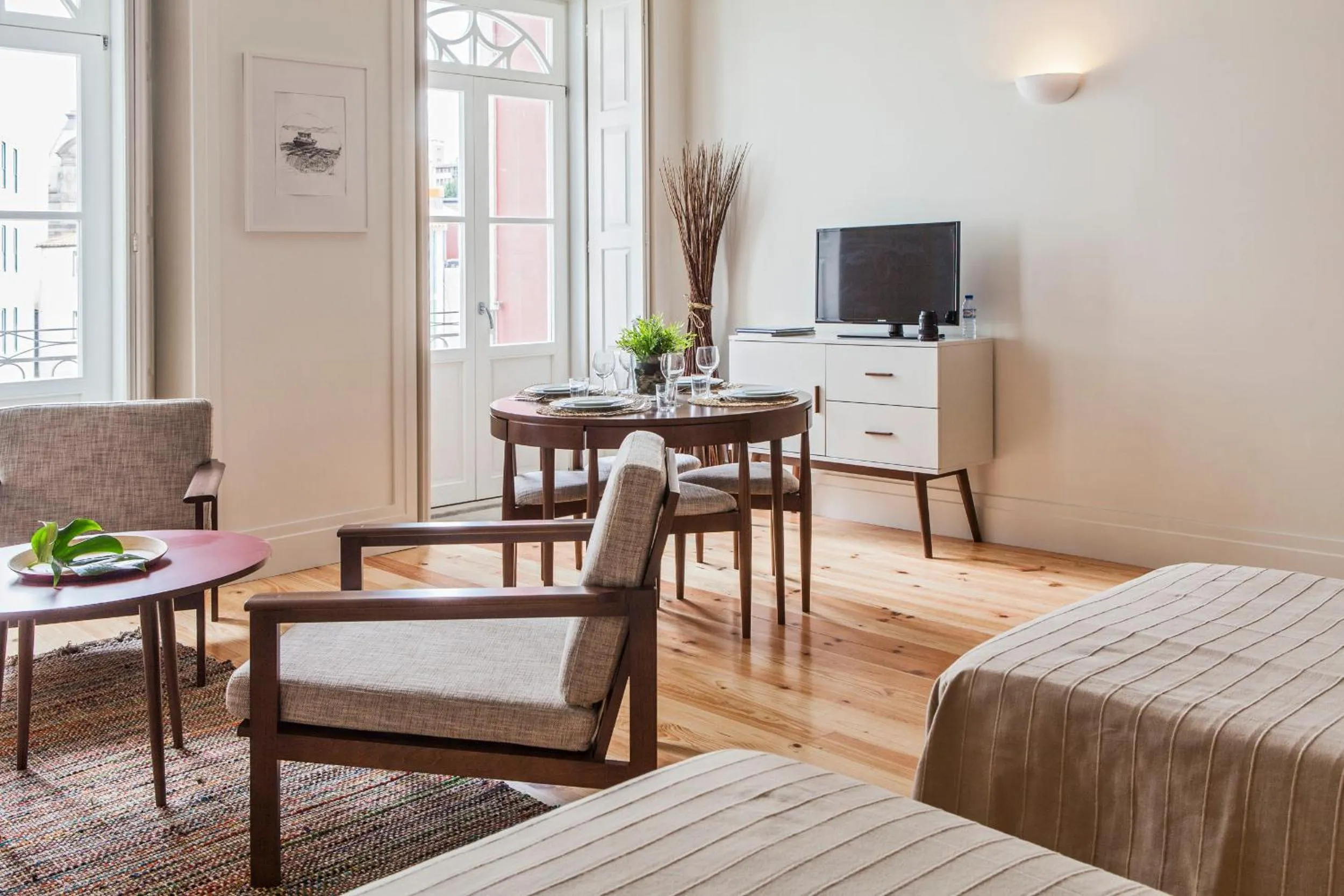 Living room, Bed in bnapartments Loftpuzzle