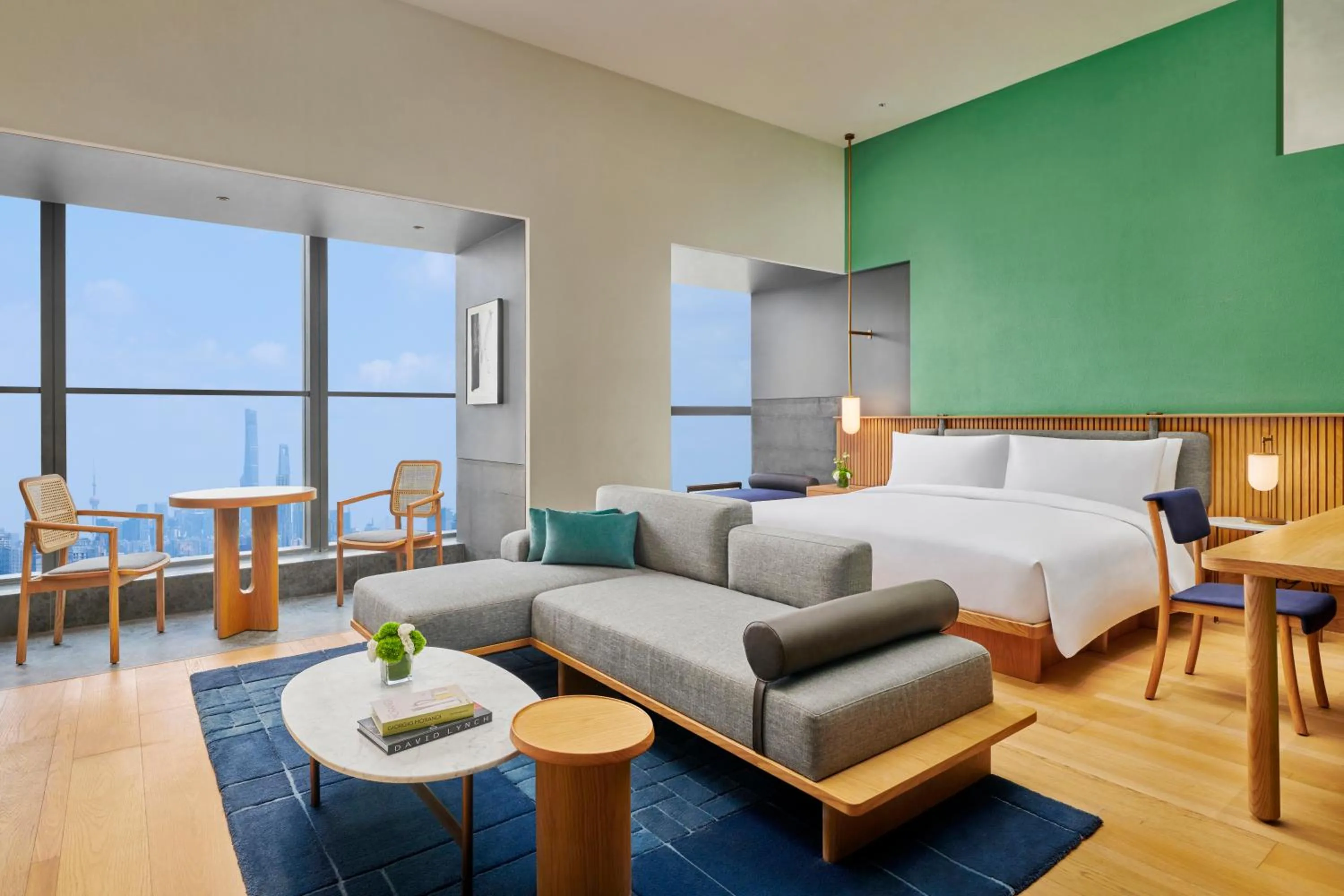 Living room, Bed in Artyzen NEW BUND 31 Shanghai Qiantan