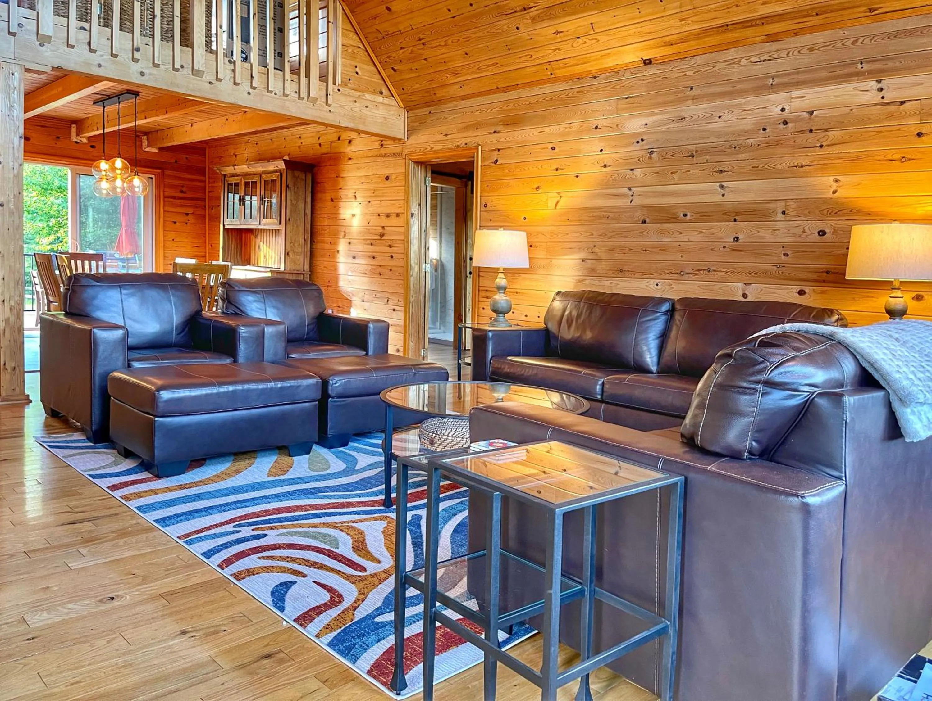 Living room in Adirondack Alpine Cabin with Hot Tub, Near Whiteface, Lake Placid, Game Rm, Fenced Yard, Views