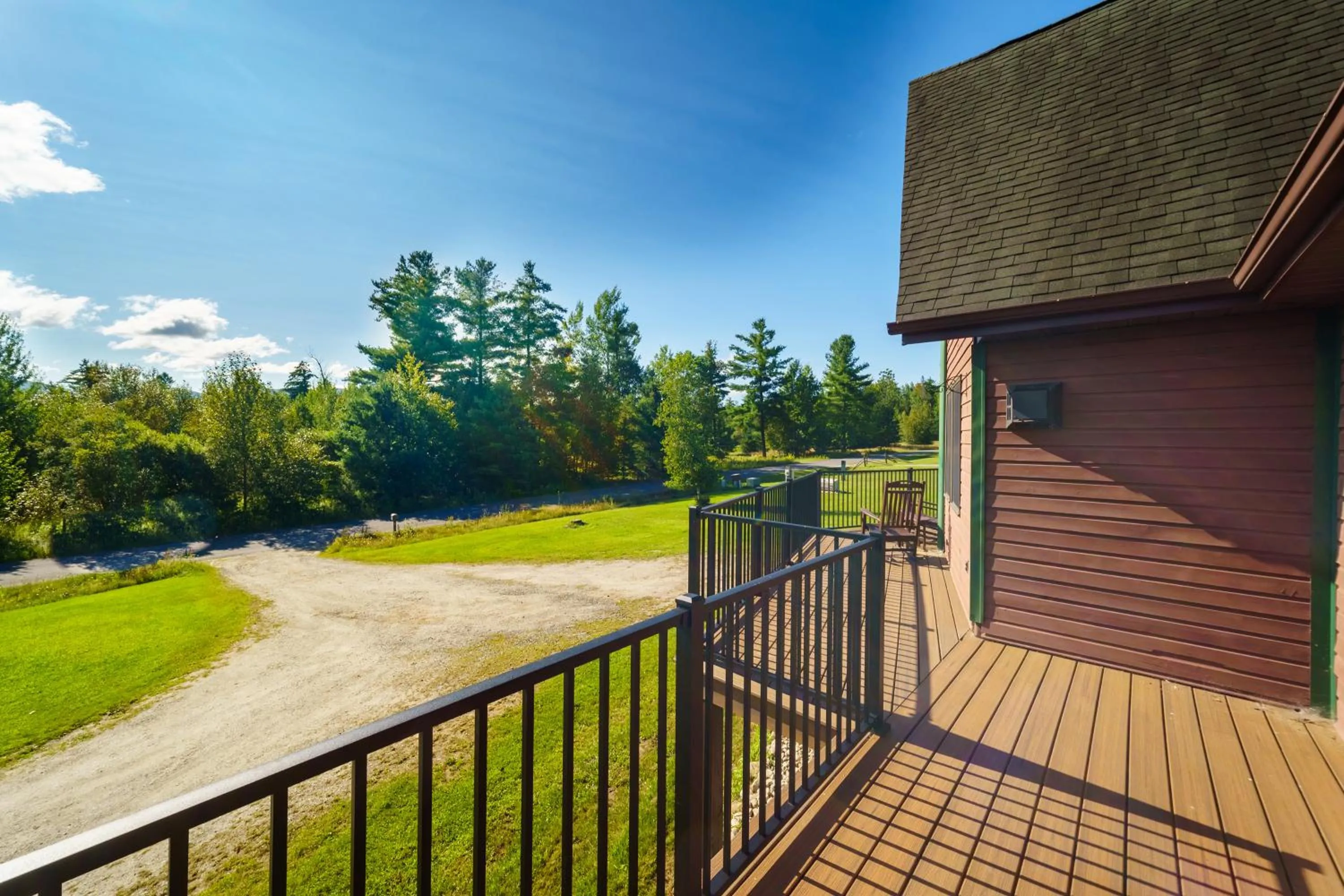 Balcony/Terrace in Adirondack Alpine Cabin with Hot Tub, Near Whiteface, Lake Placid, Game Rm, Fenced Yard, Views