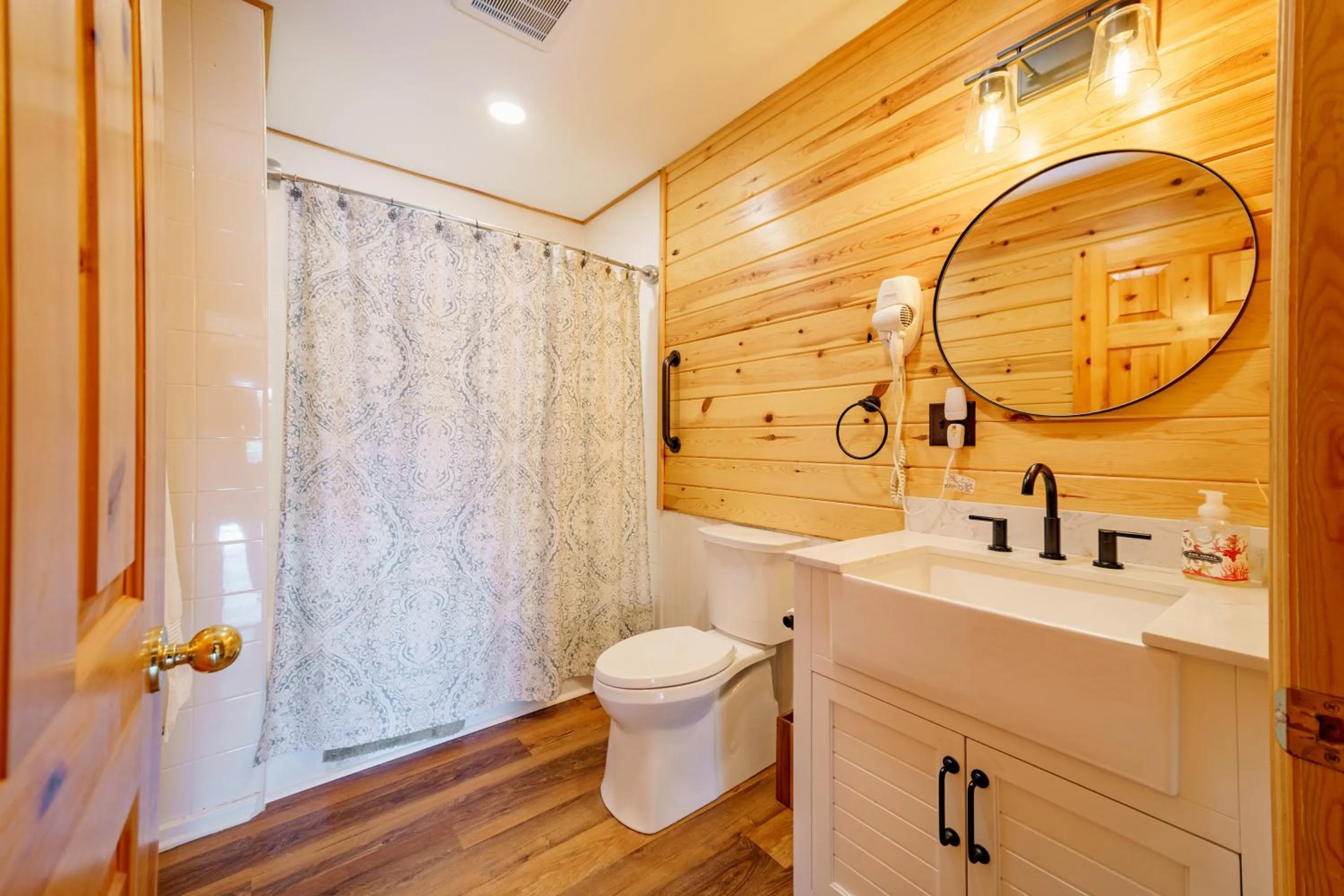 Shower in Adirondack Alpine Cabin with Hot Tub, Near Whiteface, Lake Placid, Game Rm, Fenced Yard, Views