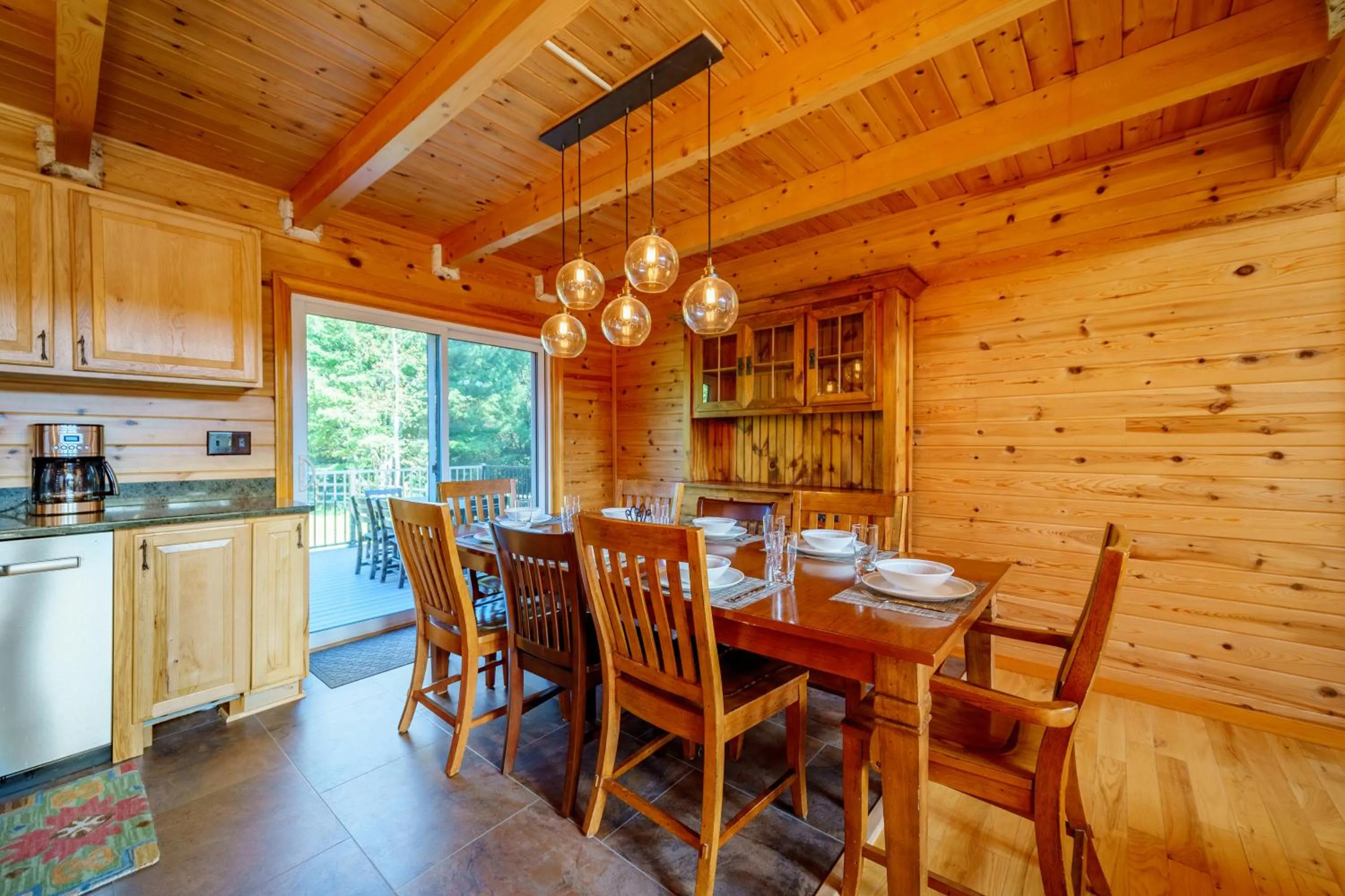 Dining area in Adirondack Alpine Cabin with Hot Tub, Near Whiteface, Lake Placid, Game Rm, Fenced Yard, Views