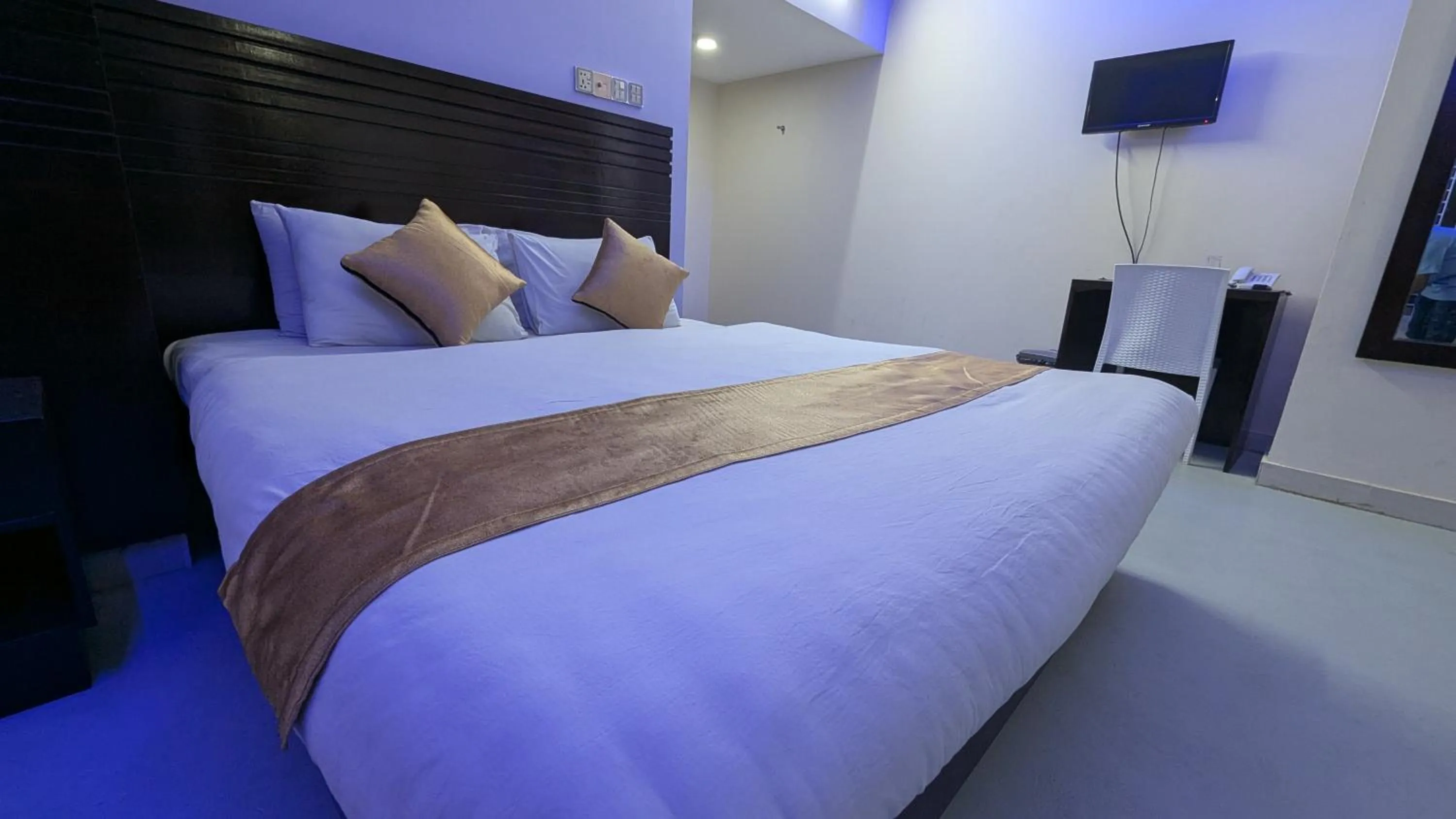 Communal lounge/ TV room, Bed in Hotel Royal Palm