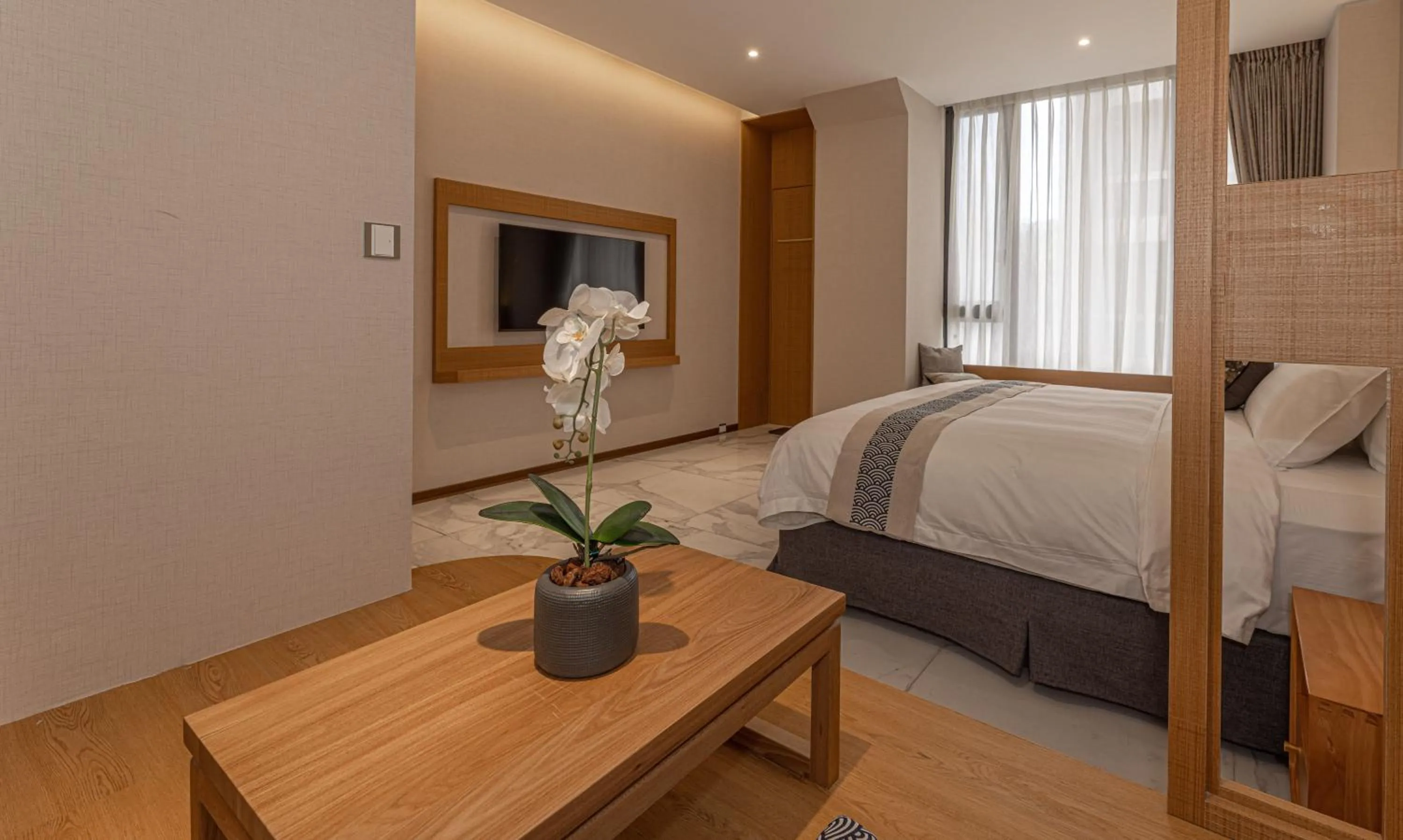 Bed in Sun Moon Lake Apollo Resort Hotel