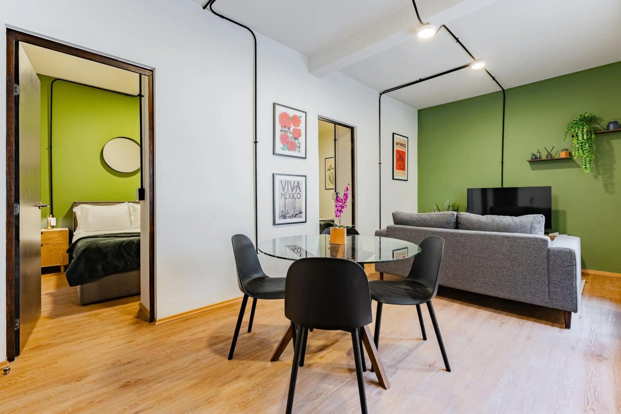 Dining area, Bed in Mariano Escobedo Apartments by VH