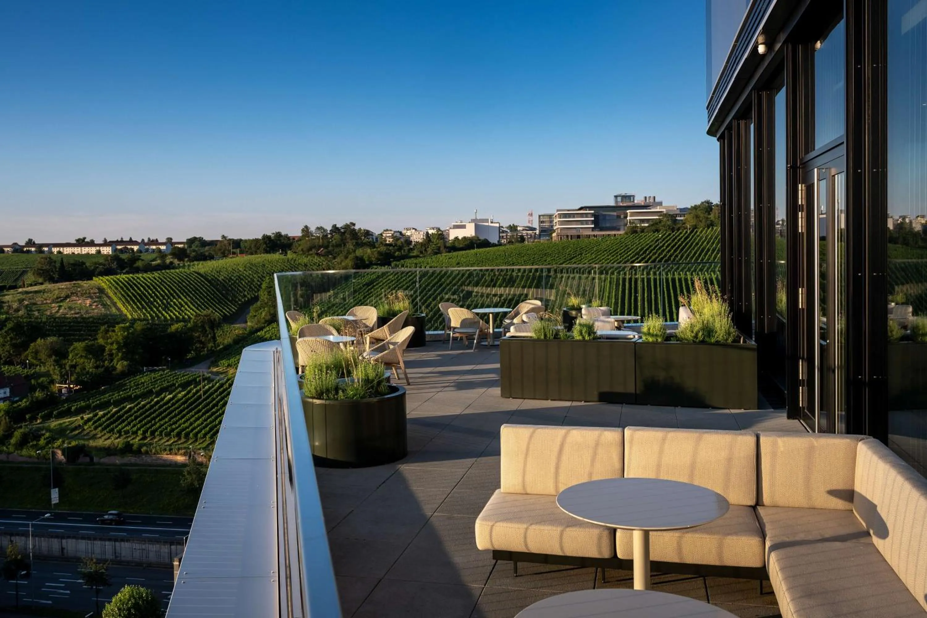 Property building in Radisson Blu Hotel at Porsche Design Tower Stuttgart