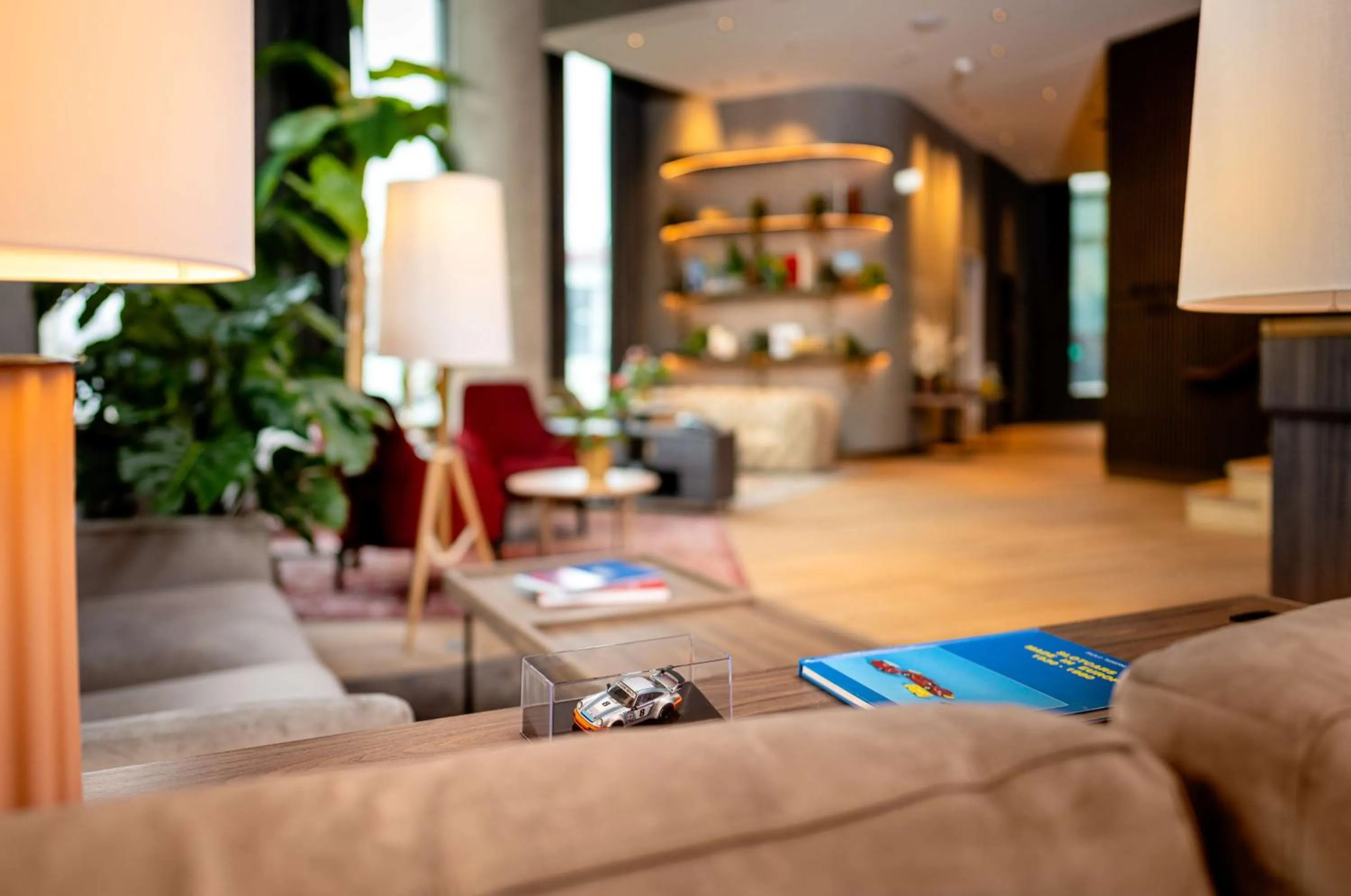 Lobby or reception in Radisson Blu Hotel at Porsche Design Tower Stuttgart