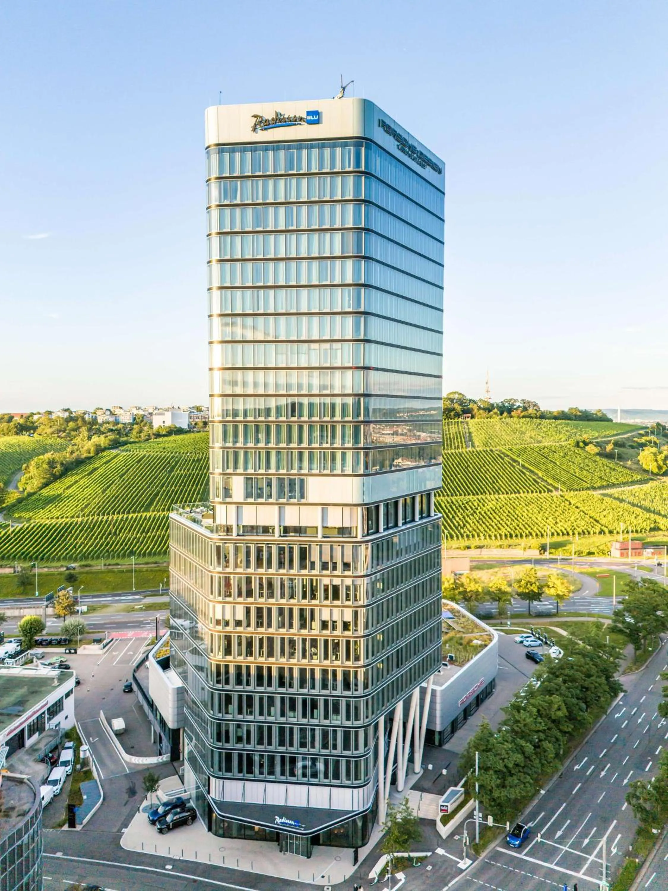 Property building in Radisson Blu Hotel at Porsche Design Tower Stuttgart