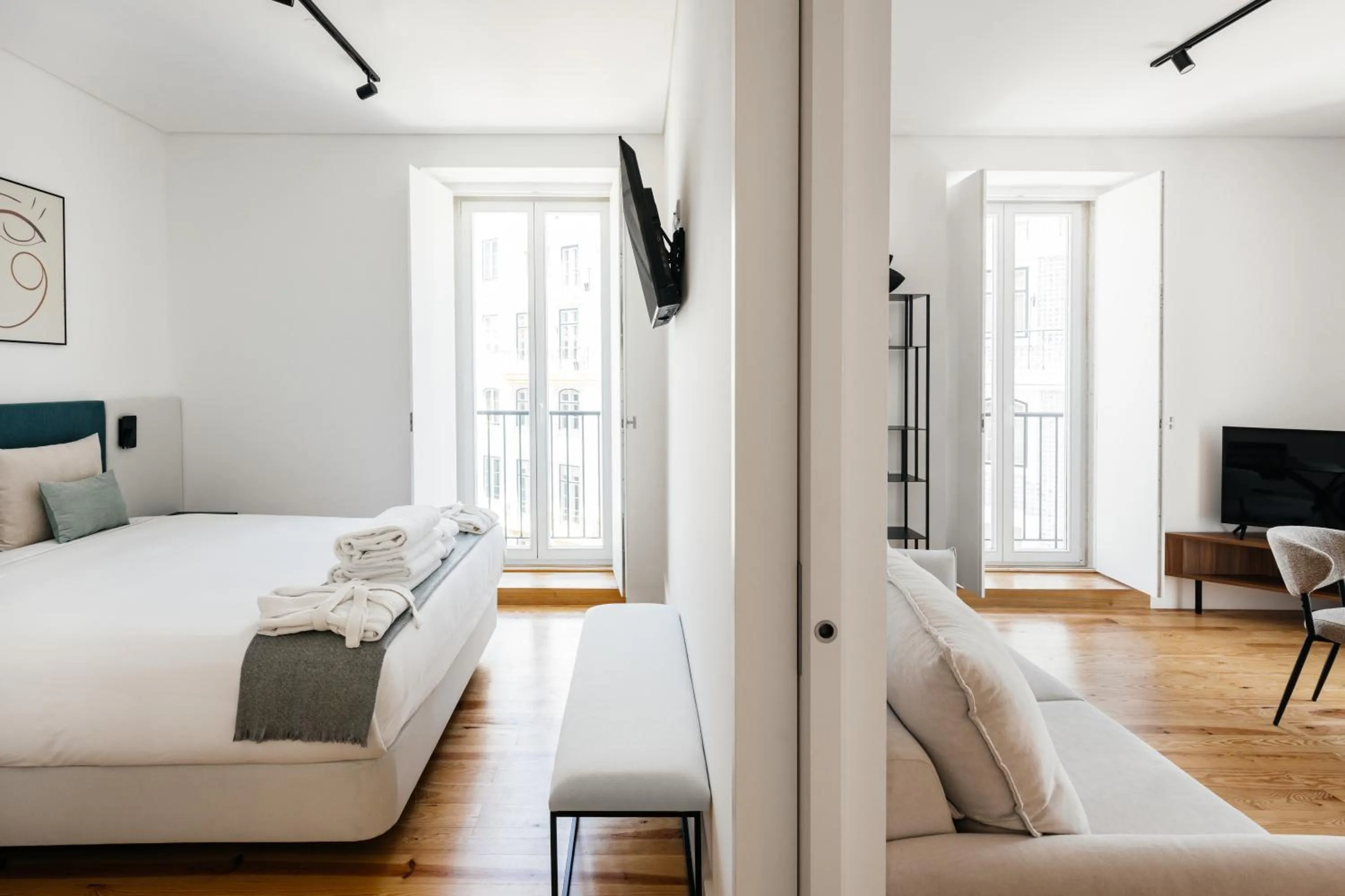 Bed in The House on the Pink Street in Lisbon