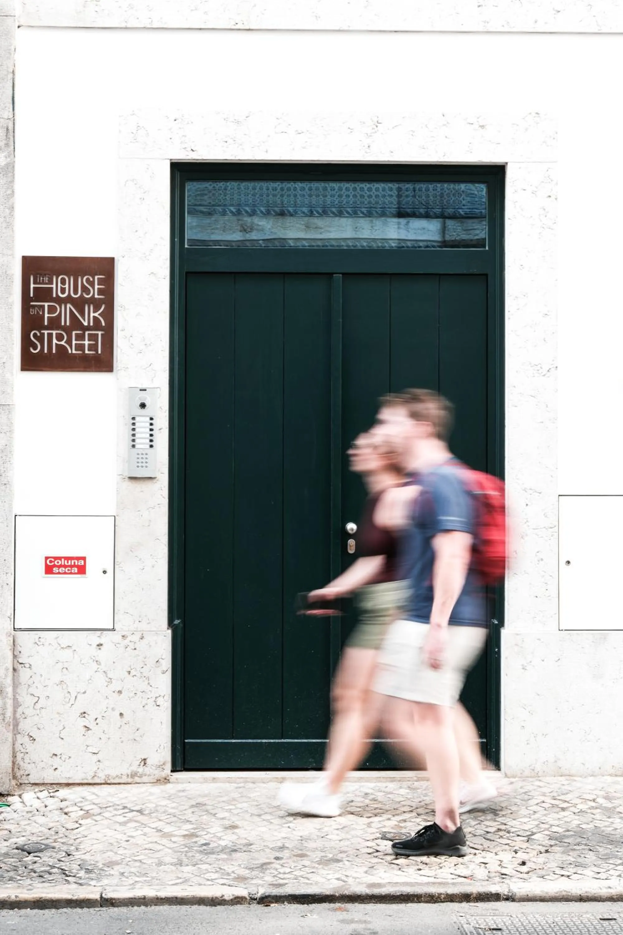 Facade/entrance in The House on the Pink Street in Lisbon