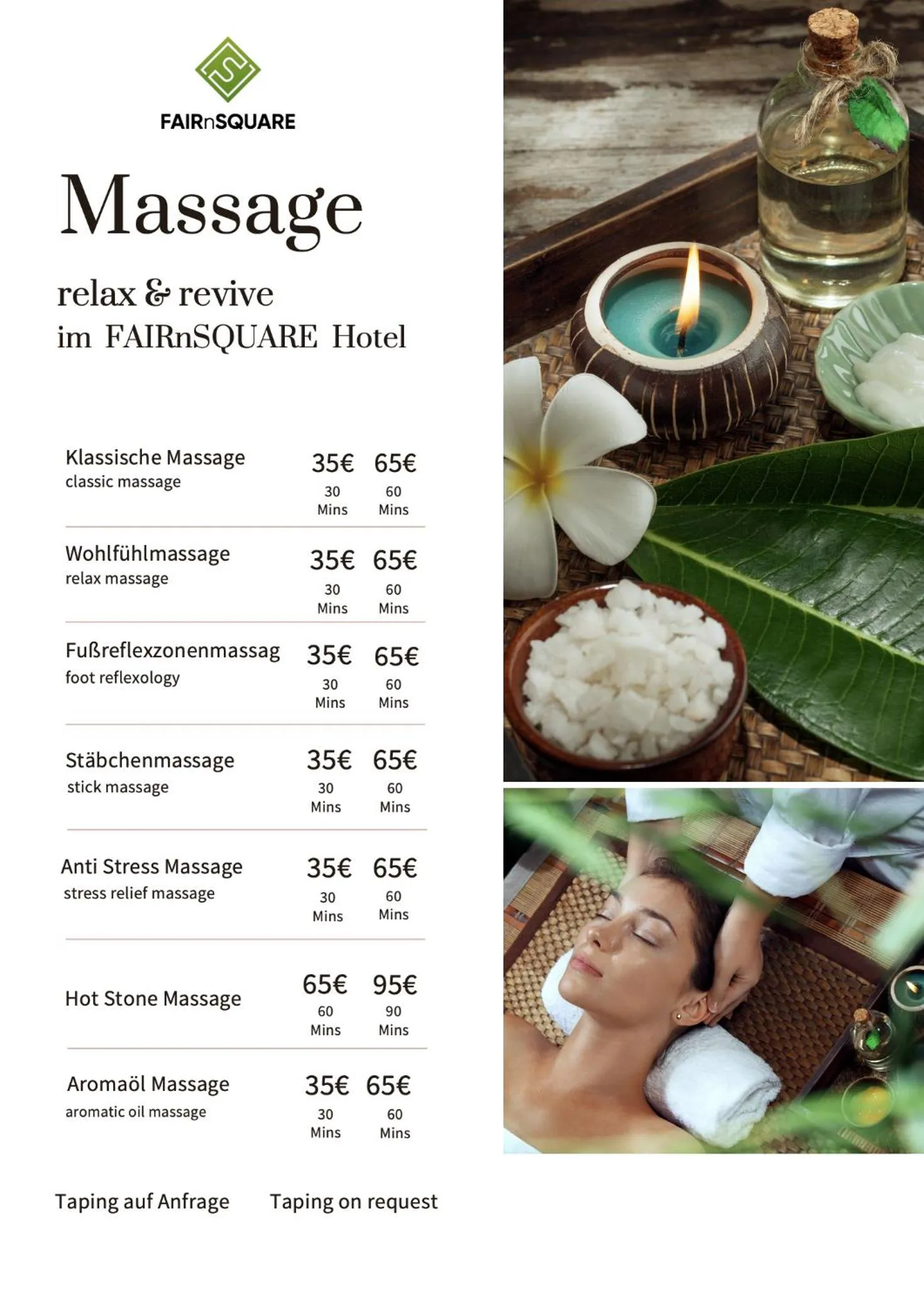 Massage in Fair n Square Hotel 24 Stunden Self-Check In